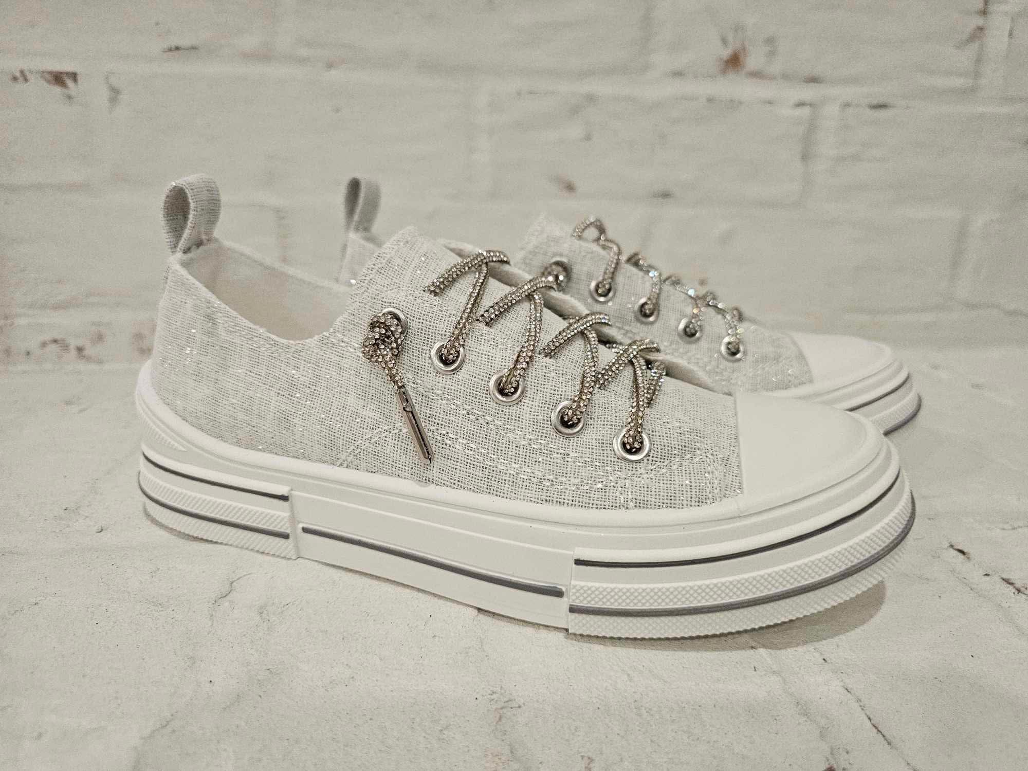 Aman Rhinestone Lace up Tennis