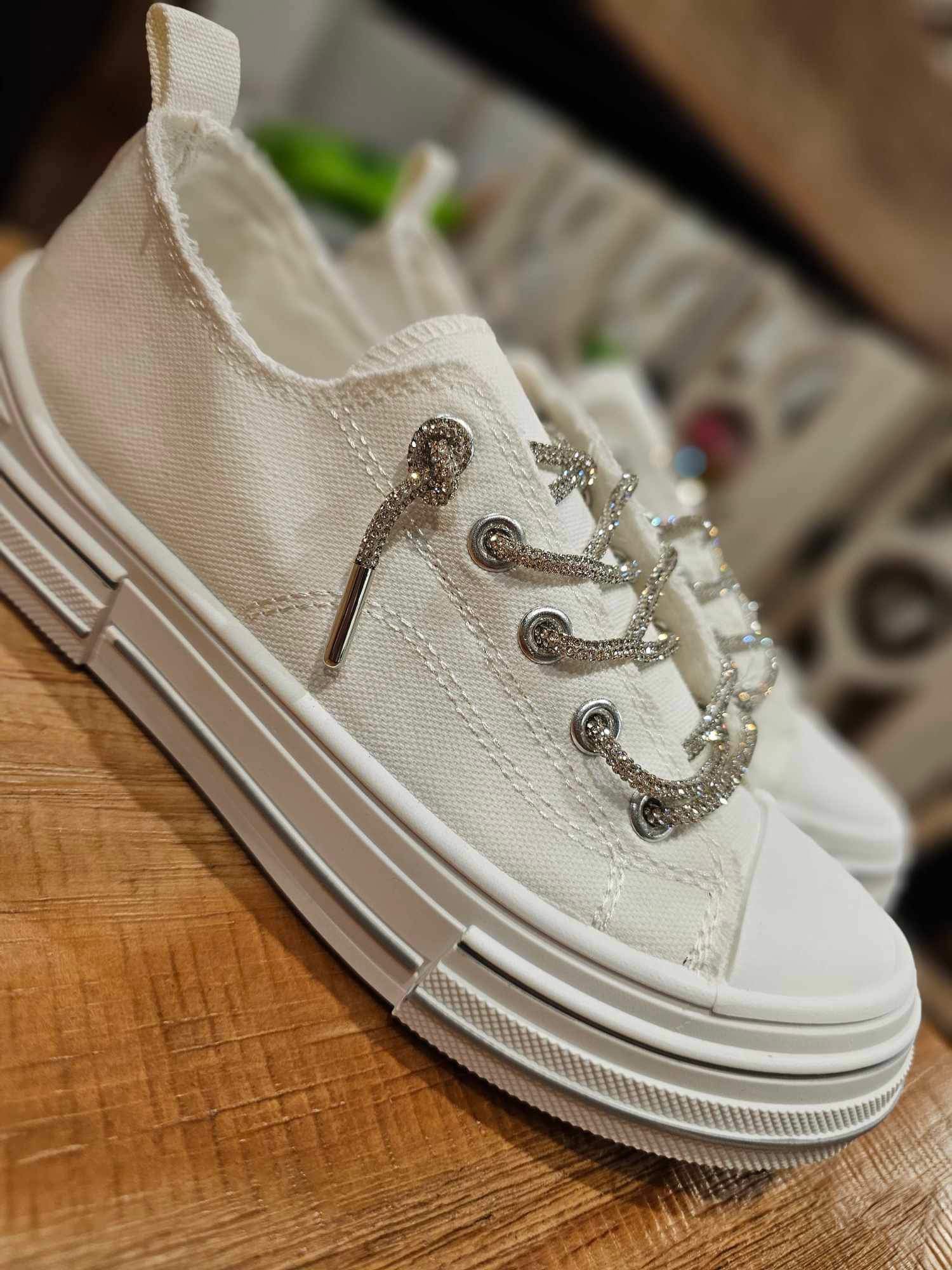 Aman Rhinestone Lace up Tennis