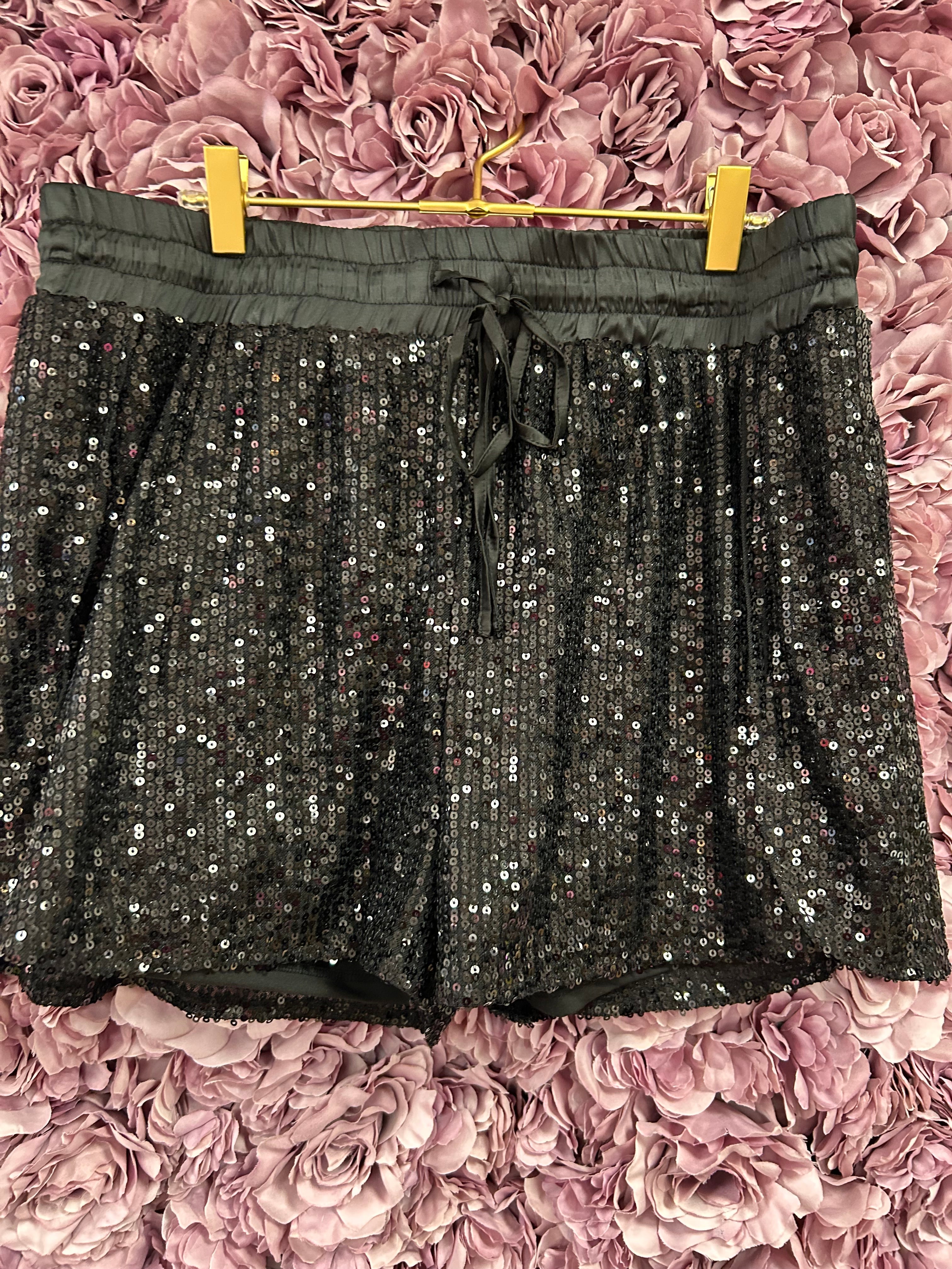 High Waisted Sequin Knit Shorts