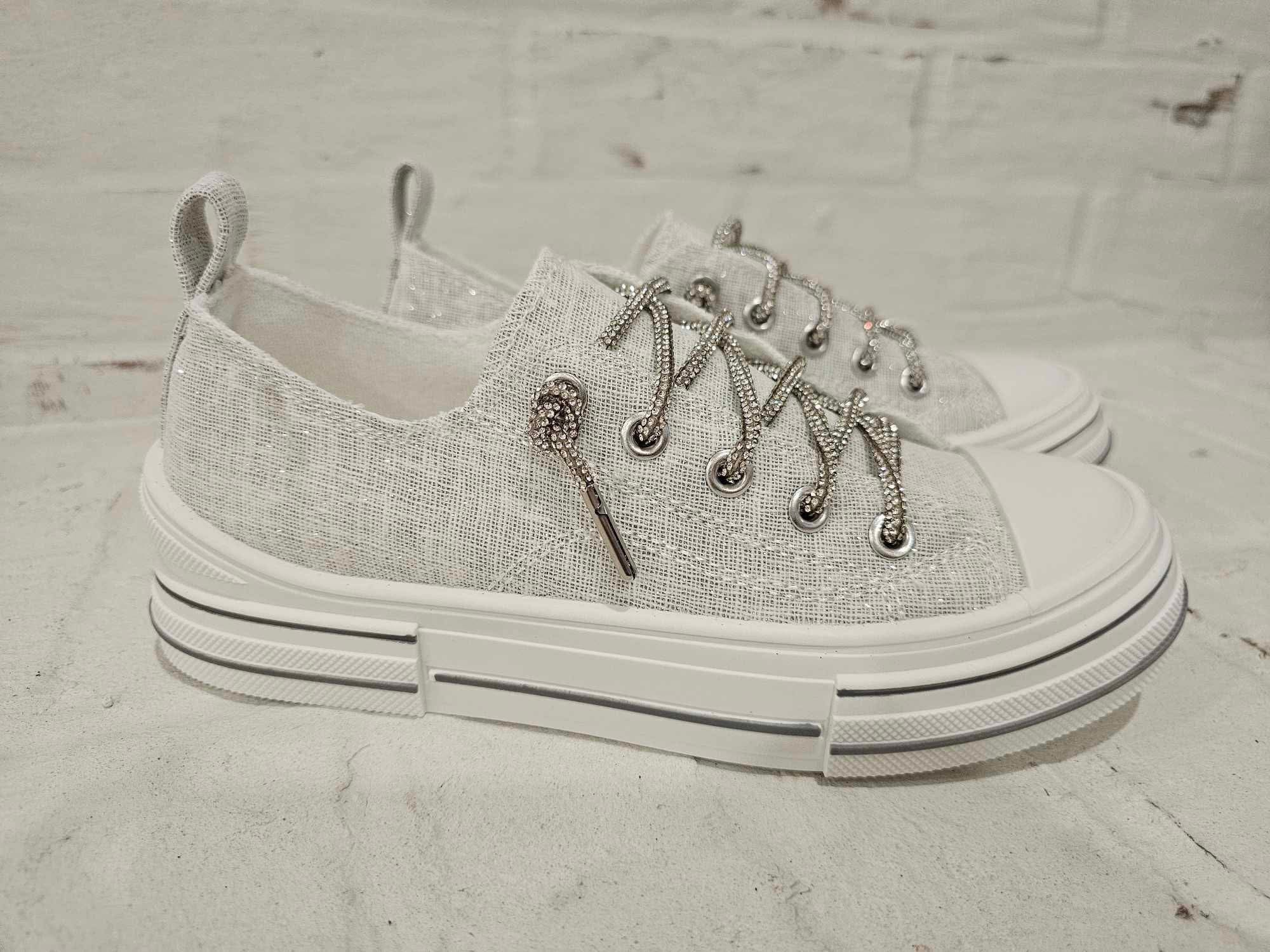 Aman Rhinestone Lace up Tennis