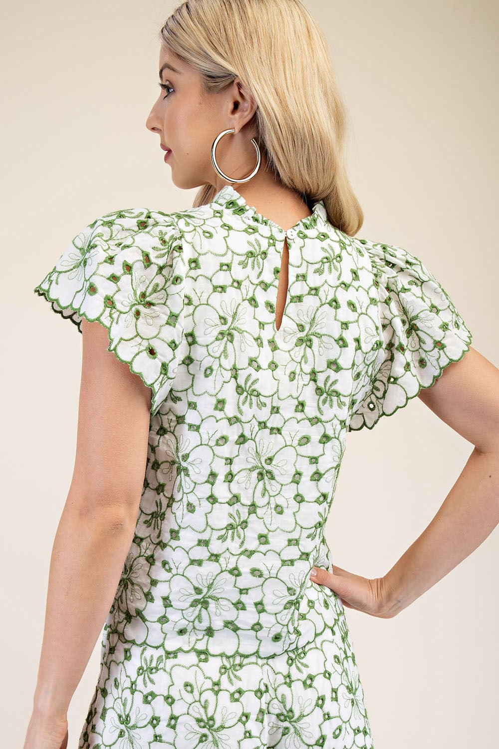 Daisy- High-Neck Embroidered Eyelet Blouse