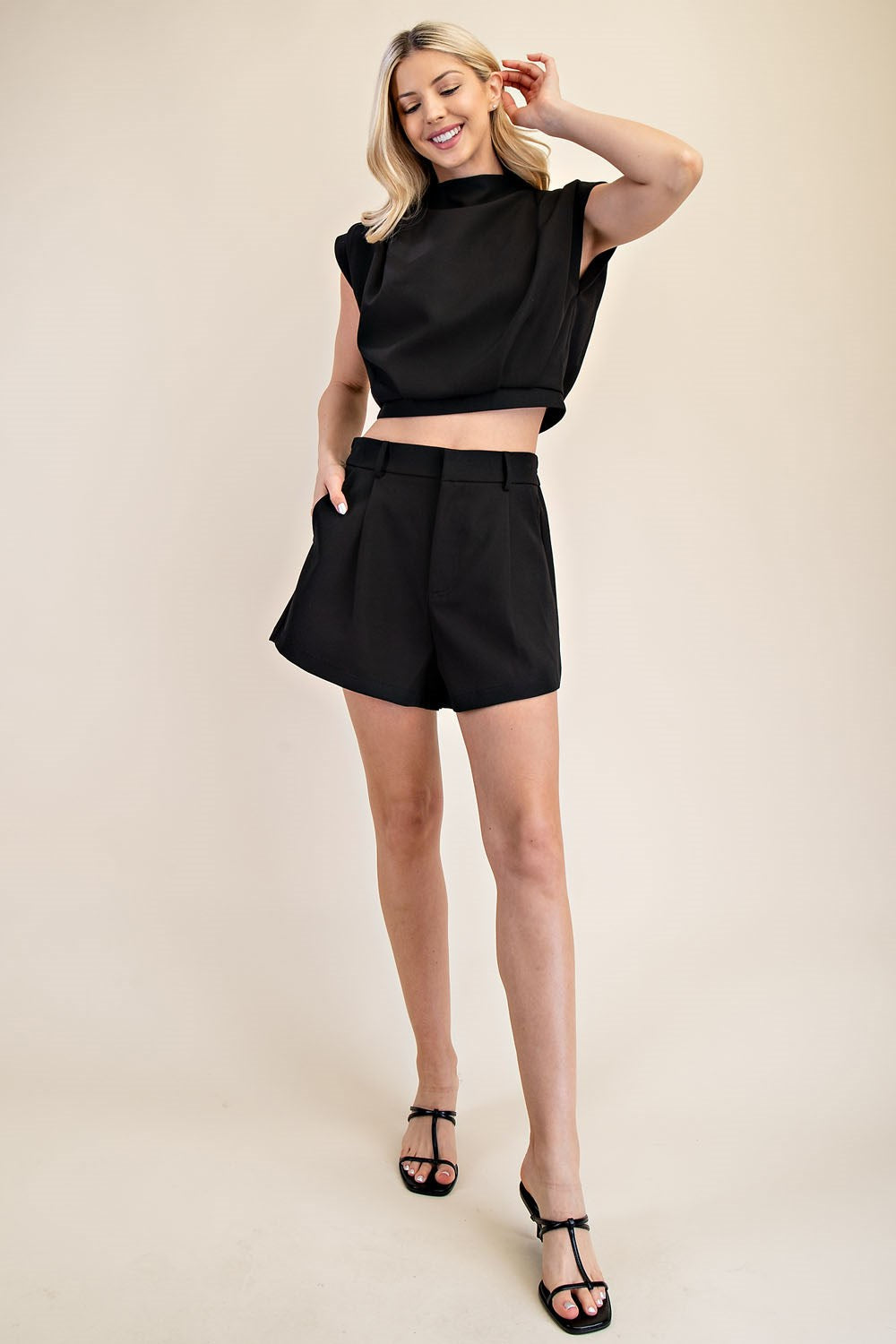 Pleated High Waisted Shorts
