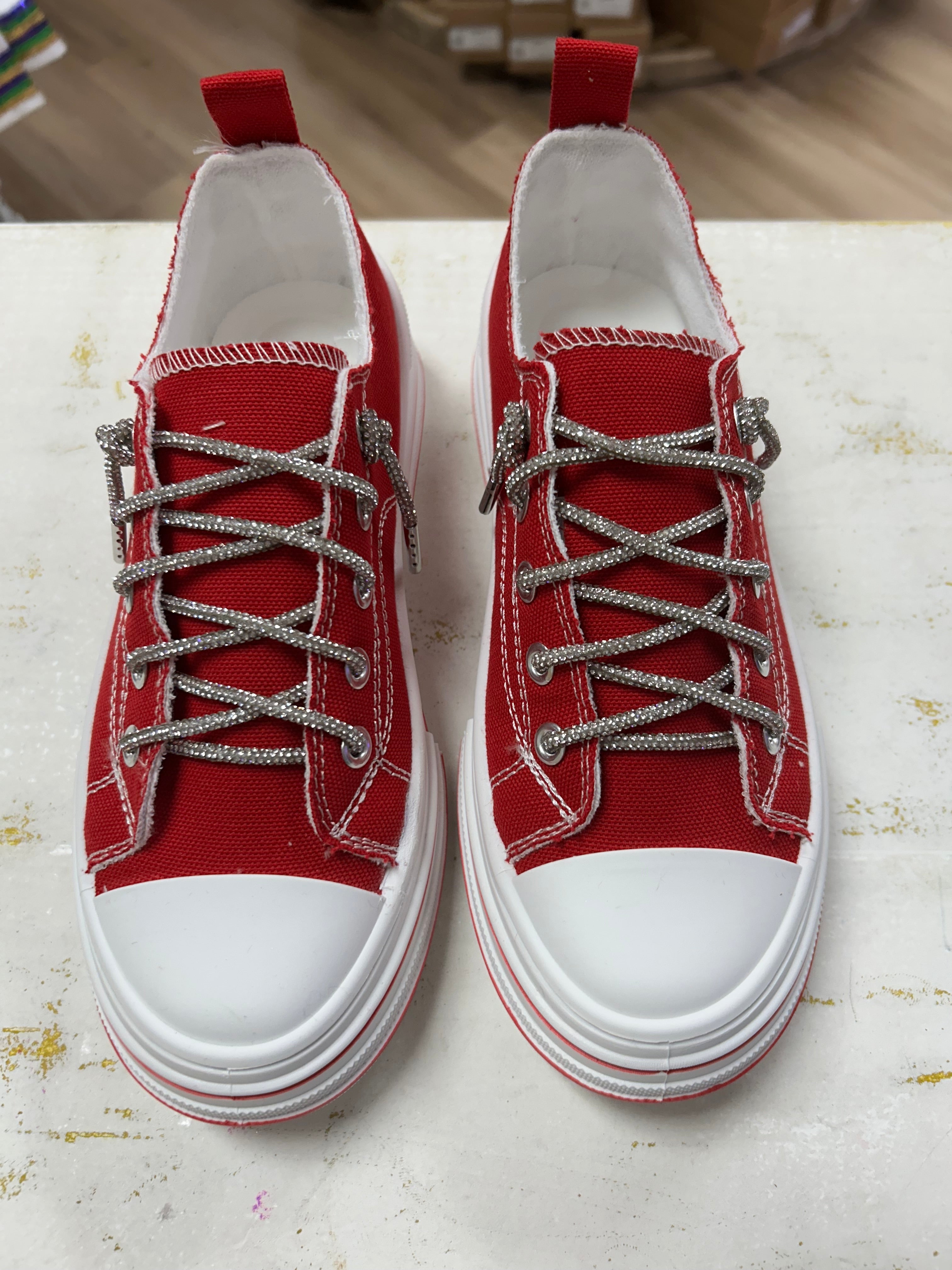 Aman Rhinestone Lace up Tennis