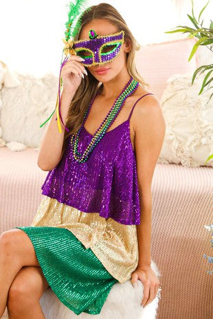 TIERED Color Block SEQUIN DRESS