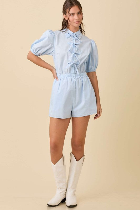 On A Cloud Bow Detail Romper