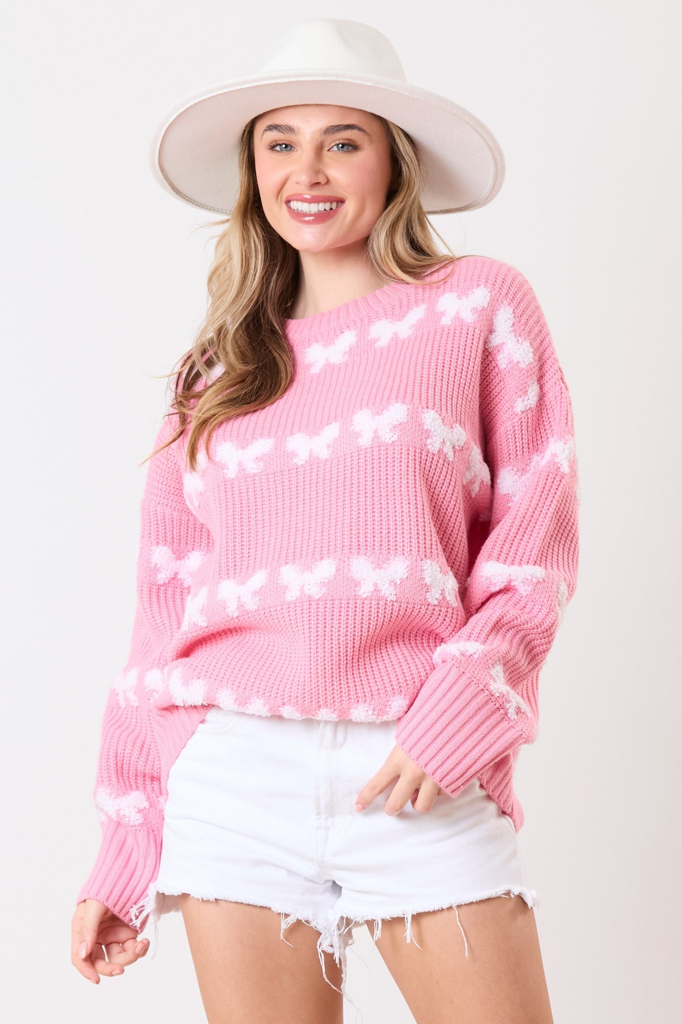 Perfect Bow- Embossed Bow Sweater