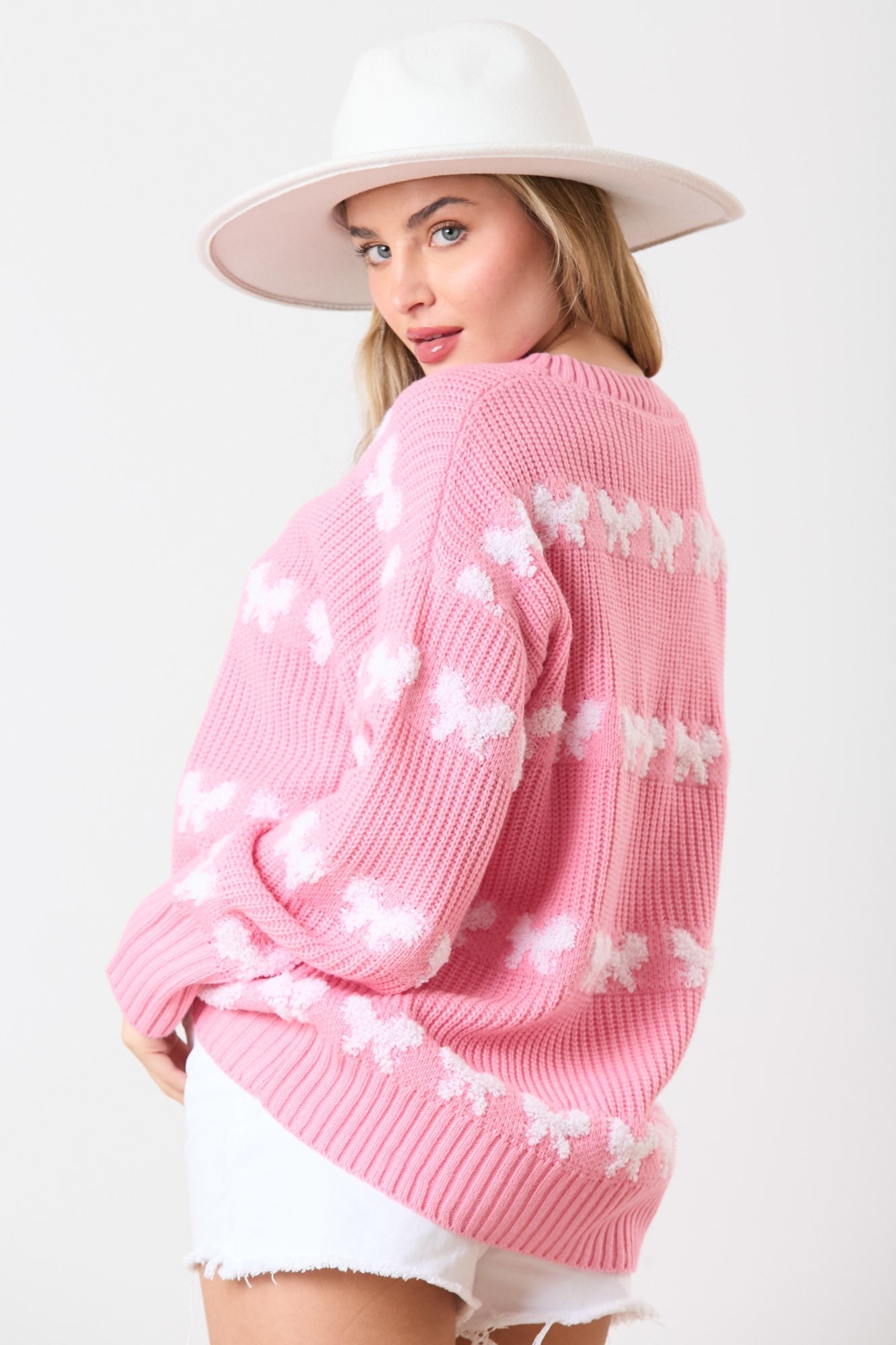 Perfect Bow- Embossed Bow Sweater