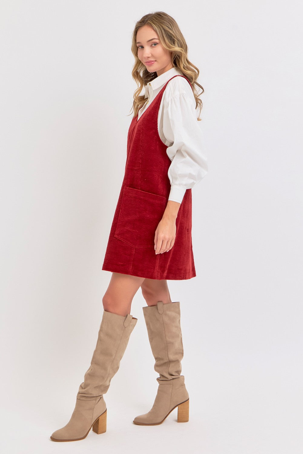 CASUAL OVERALL CORDUROY DRESS