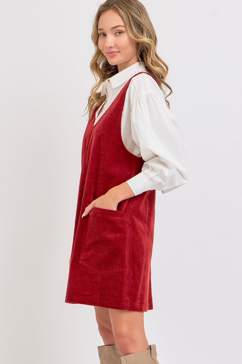 CASUAL OVERALL CORDUROY DRESS