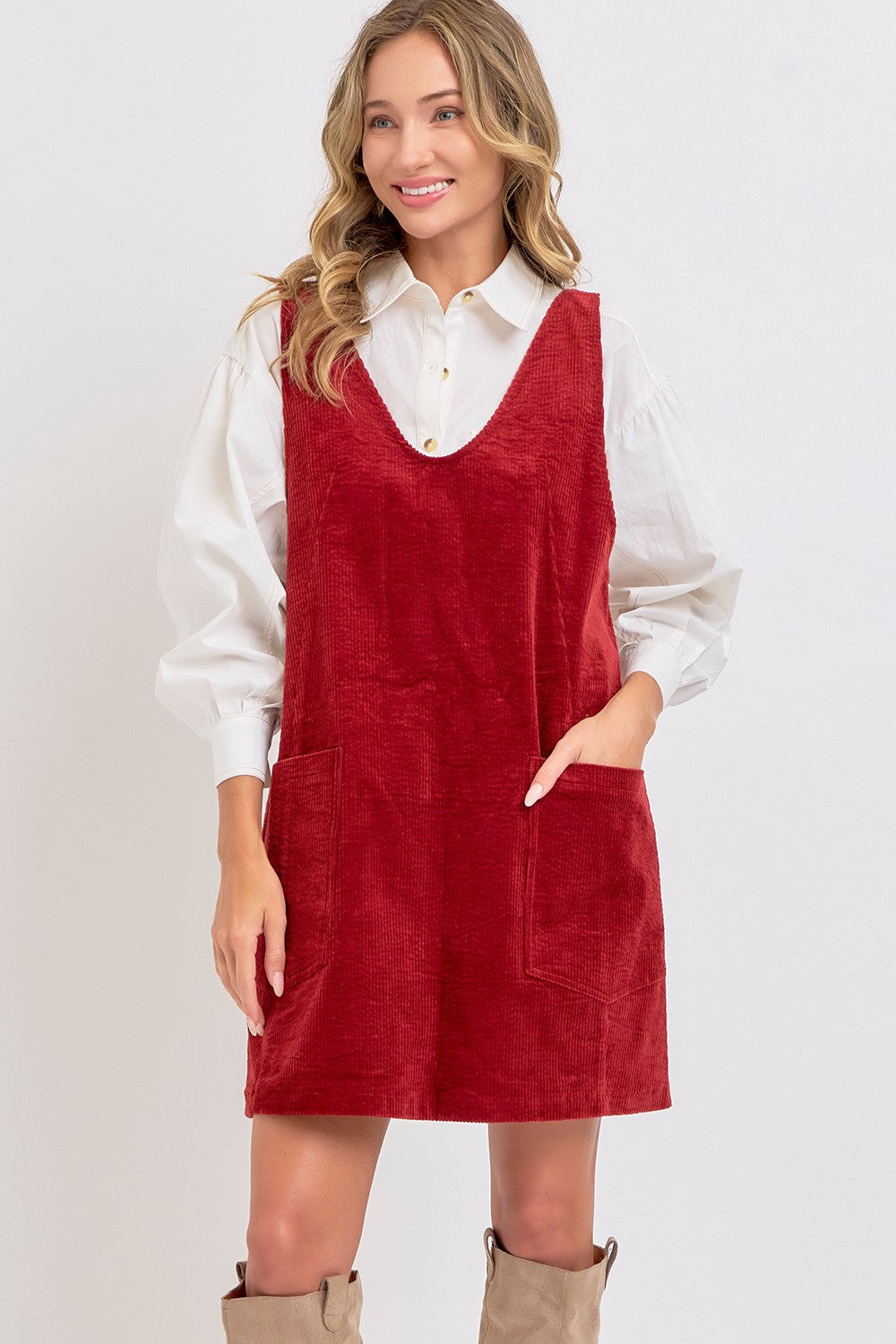 CASUAL OVERALL CORDUROY DRESS
