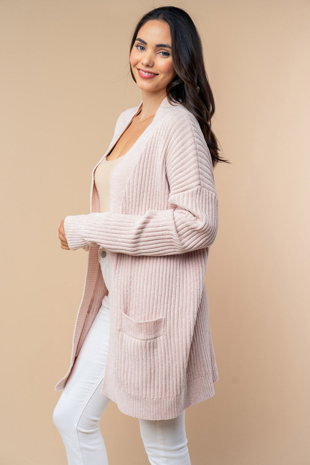 High Waisted Solid Knit Cardigan