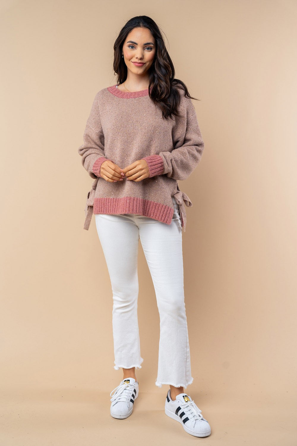 Detailed in Glitter- Long Sleeve Knit Sweater