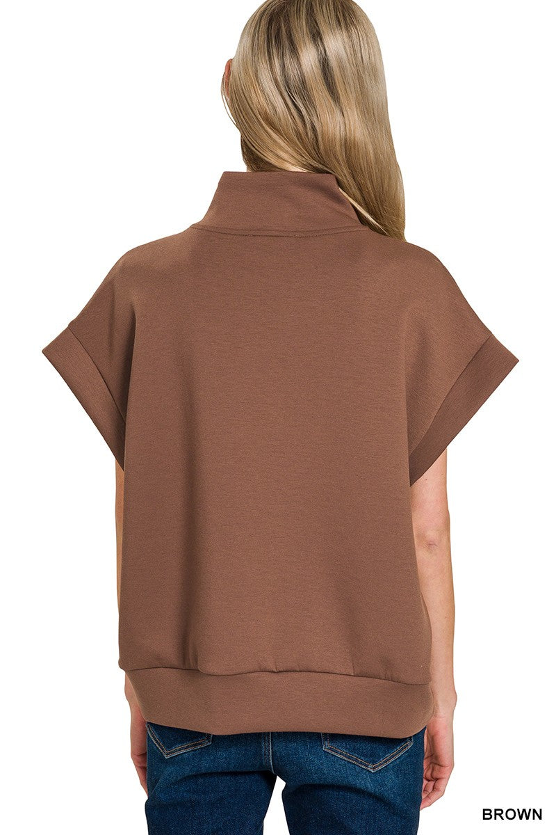 Soft like Butter!- Scuba High Neck Half Zip Top
