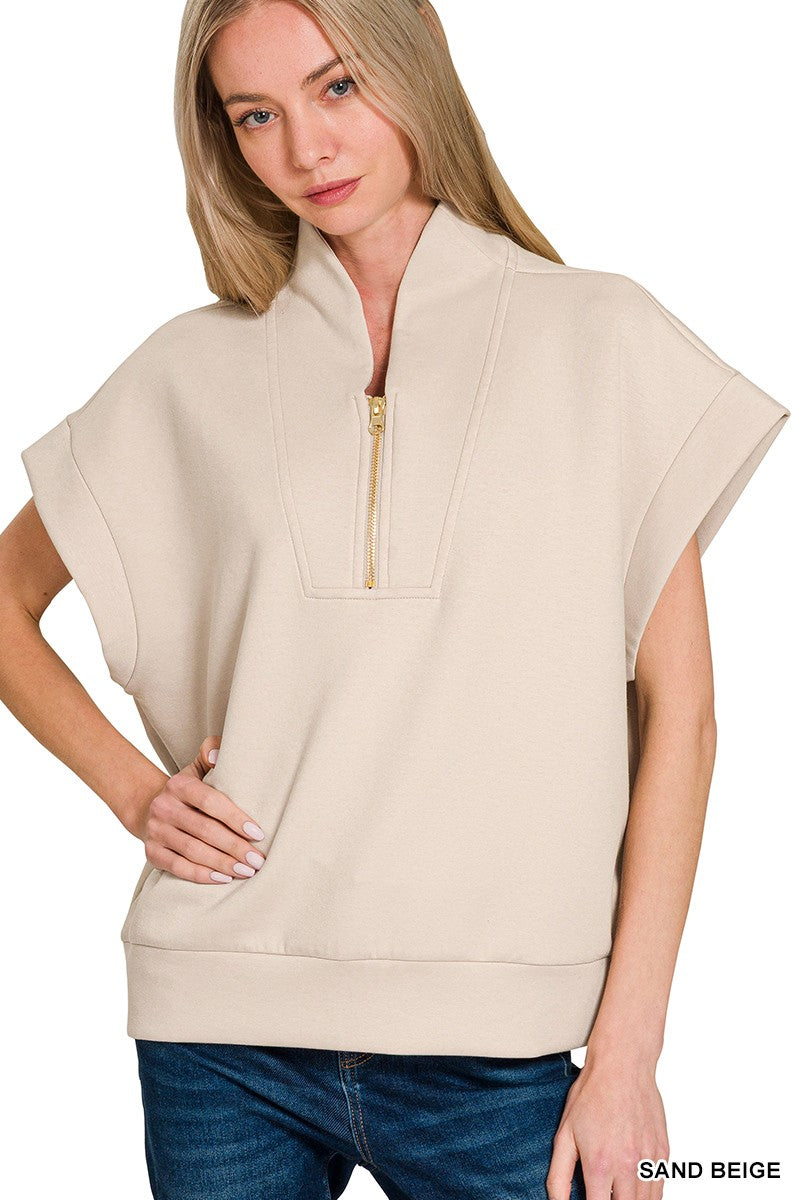 Soft like Butter!- Scuba High Neck Half Zip Top