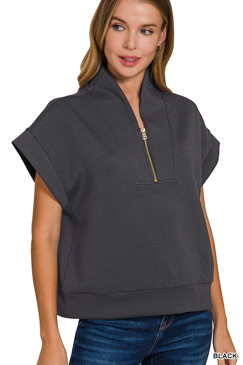 Soft like Butter!- Scuba High Neck Half Zip Top