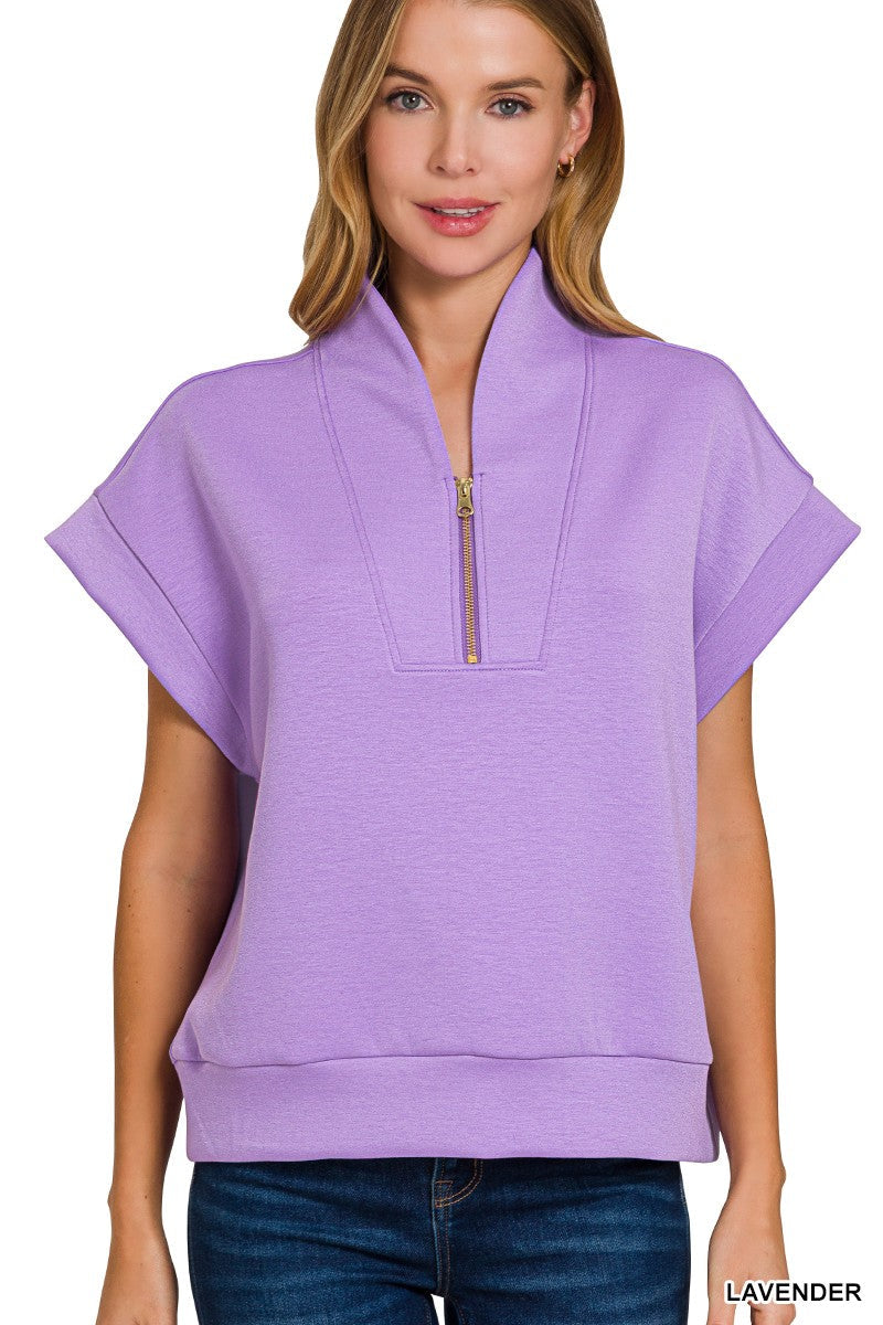 Soft like Butter!- Scuba High Neck Half Zip Top