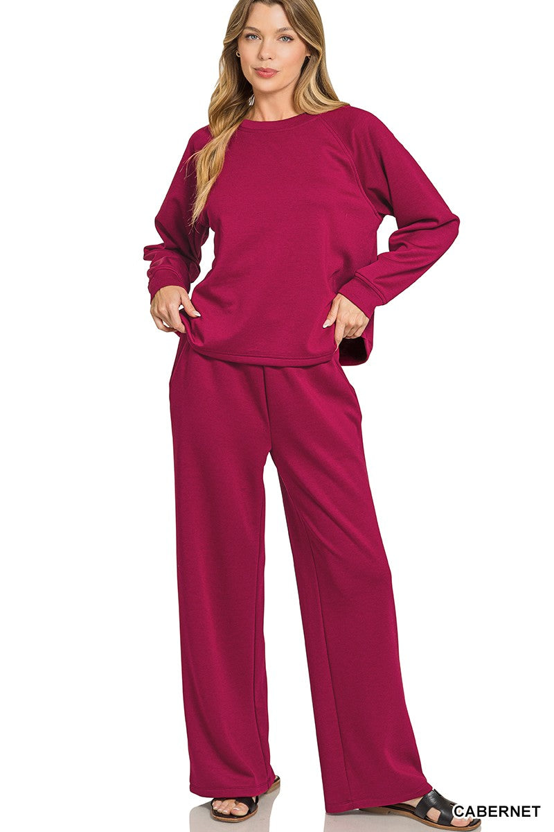 Fall Vibes- Scuba Crewneck Pullover & Pants: 2 Piece Set