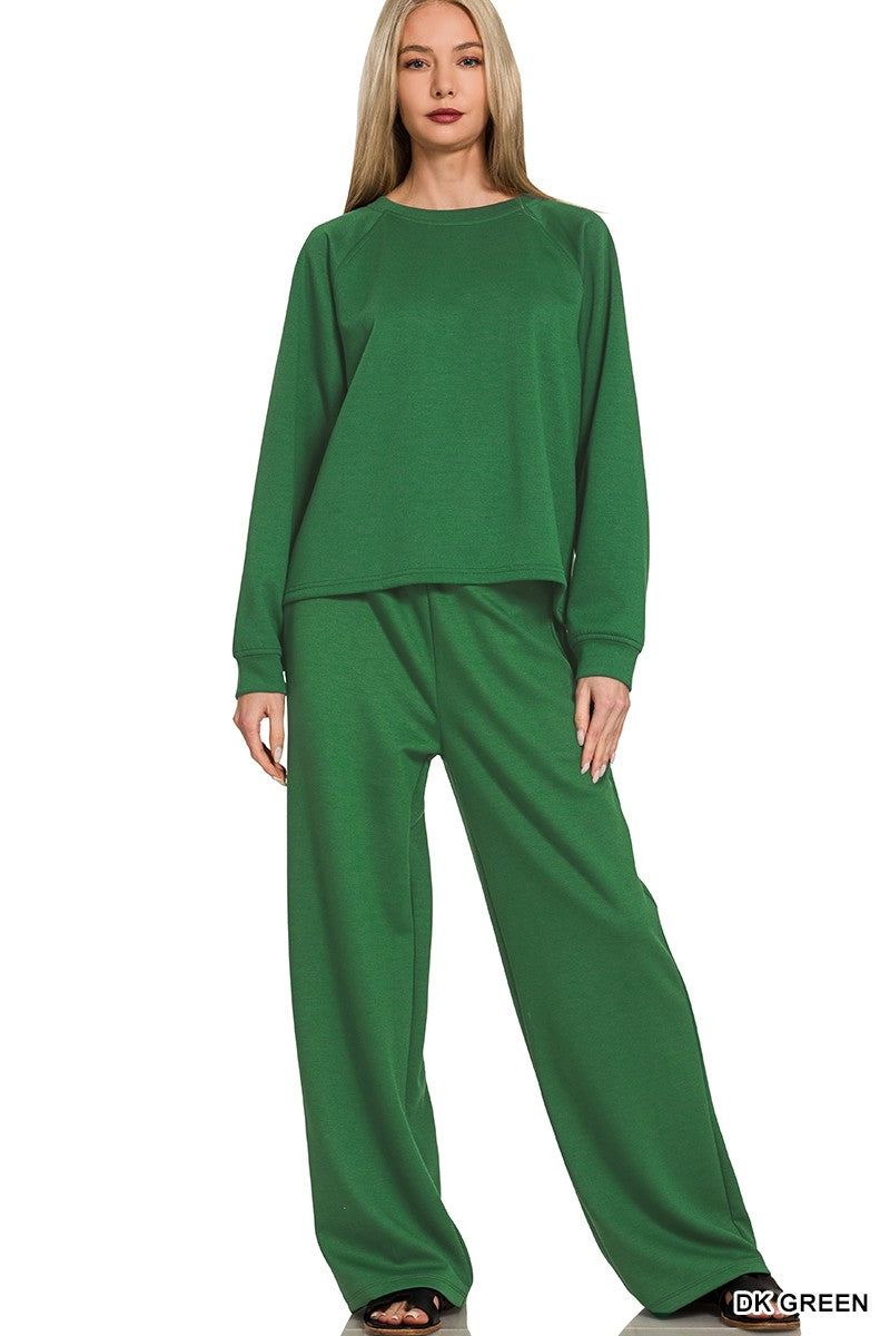 Fall Vibes- Scuba Crewneck Pullover & Pants: 2 Piece Set