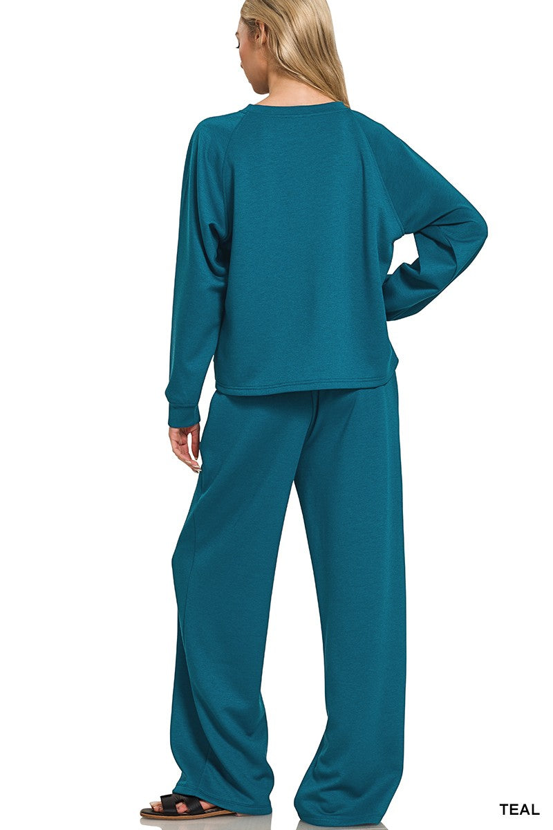 Fall Vibes- Scuba Crewneck Pullover & Pants: 2 Piece Set