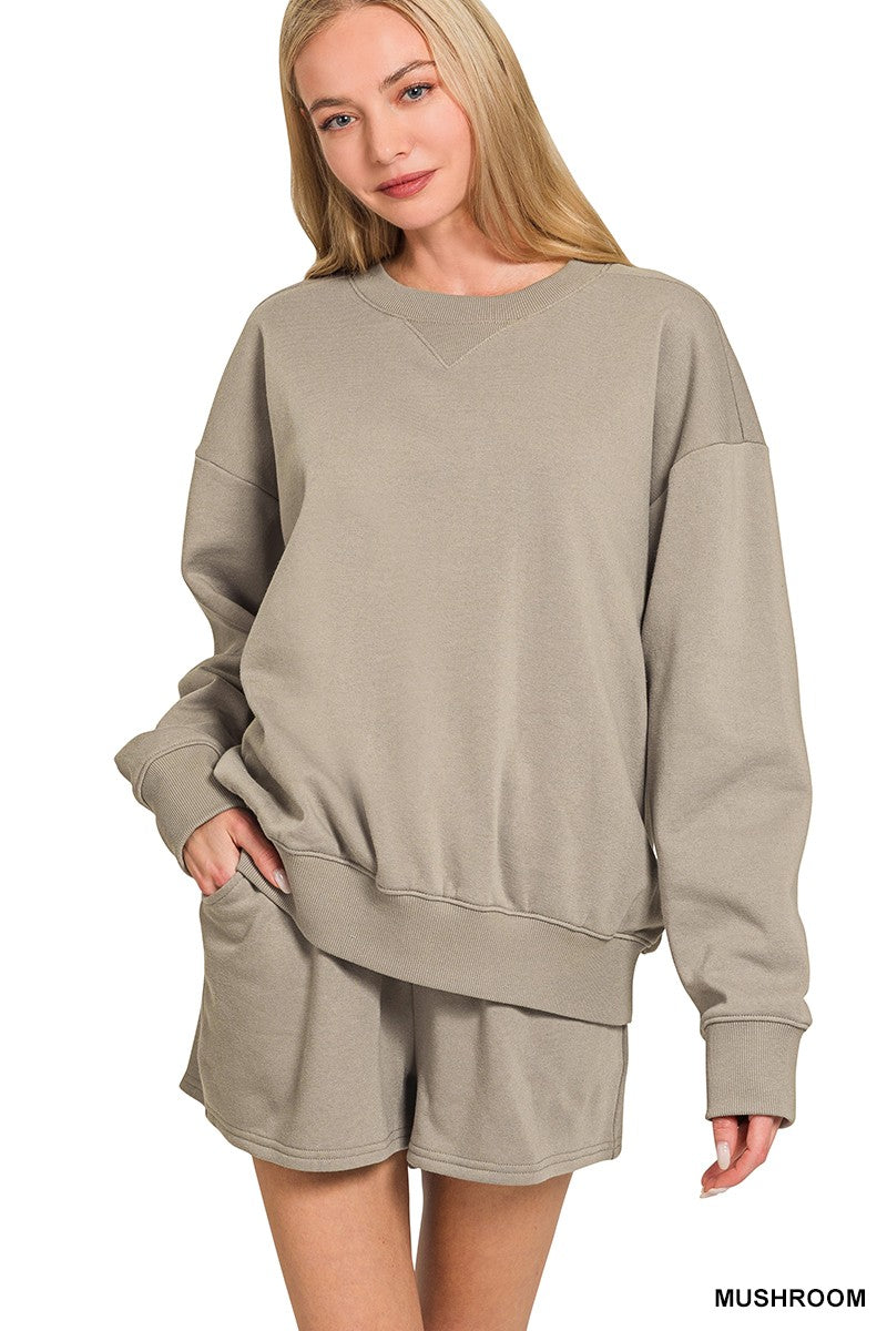 Trending Times- Fleece Long Sleeve Sweatshirt & Shorts Set