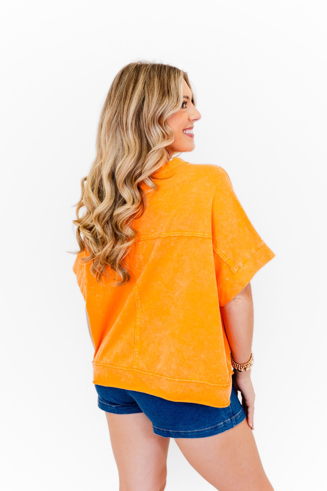 Orange Mineral Washed Cotton Top