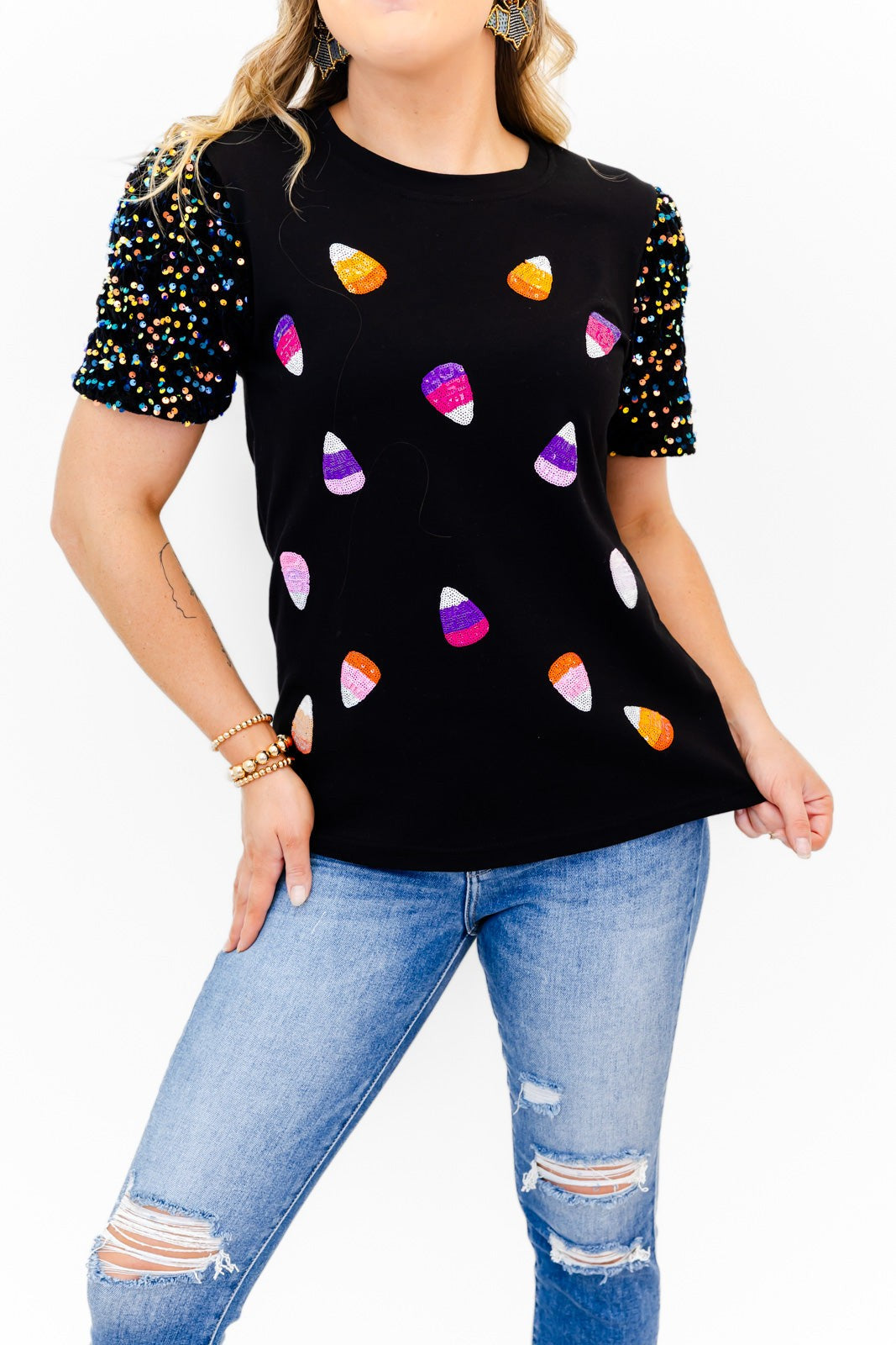 Sparkle Candy Corn Top