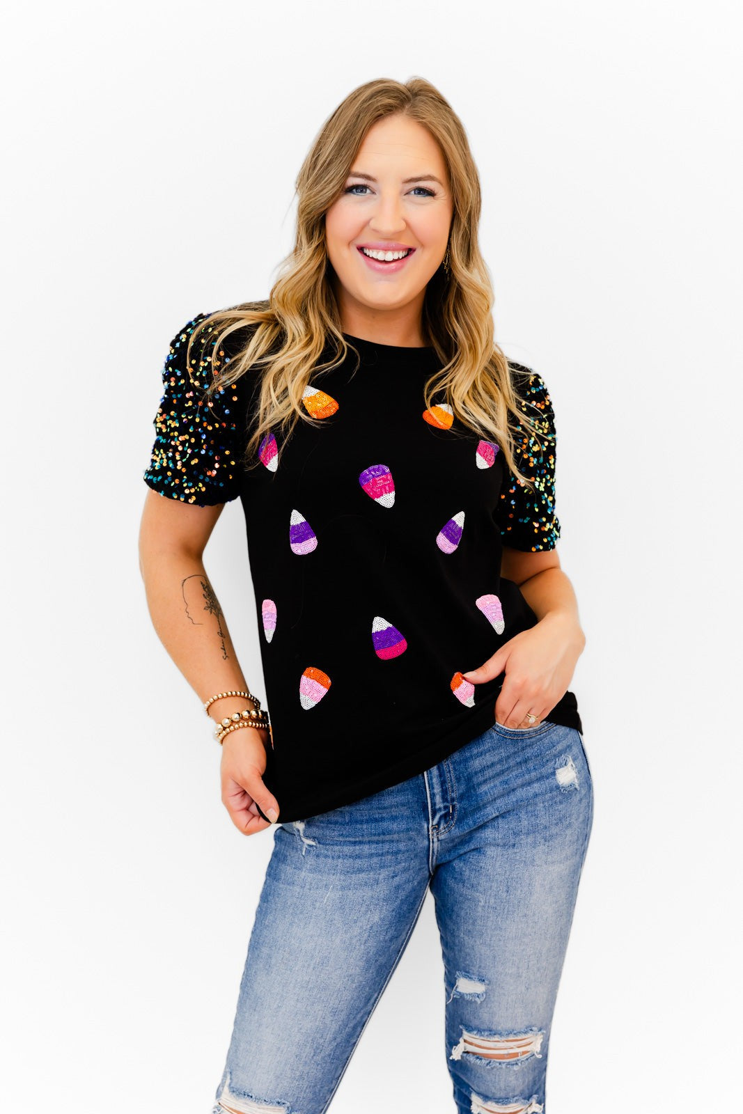 Sparkle Candy Corn Top