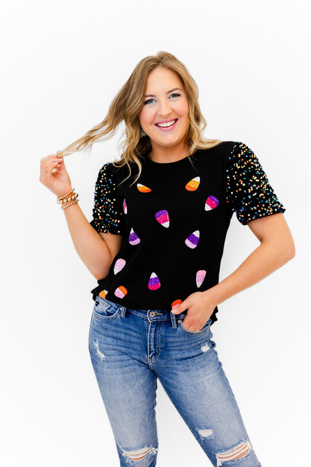 Sparkle Candy Corn Top