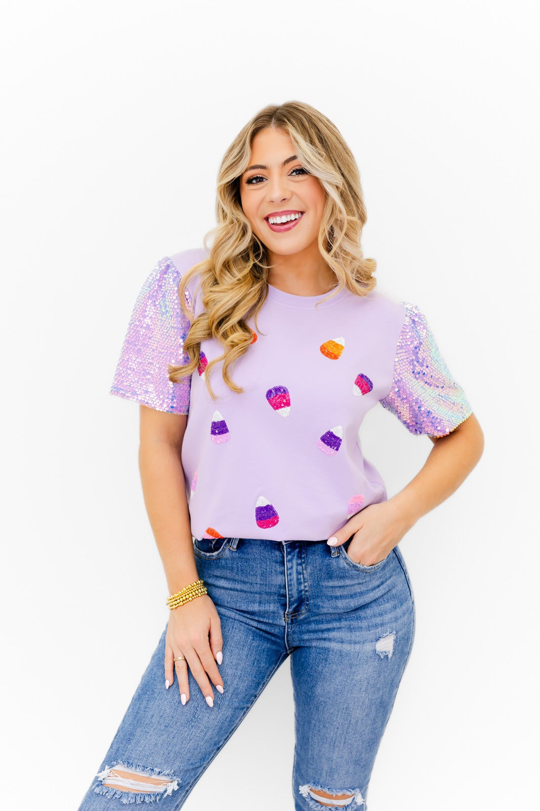 Sparkle Candy Corn Top