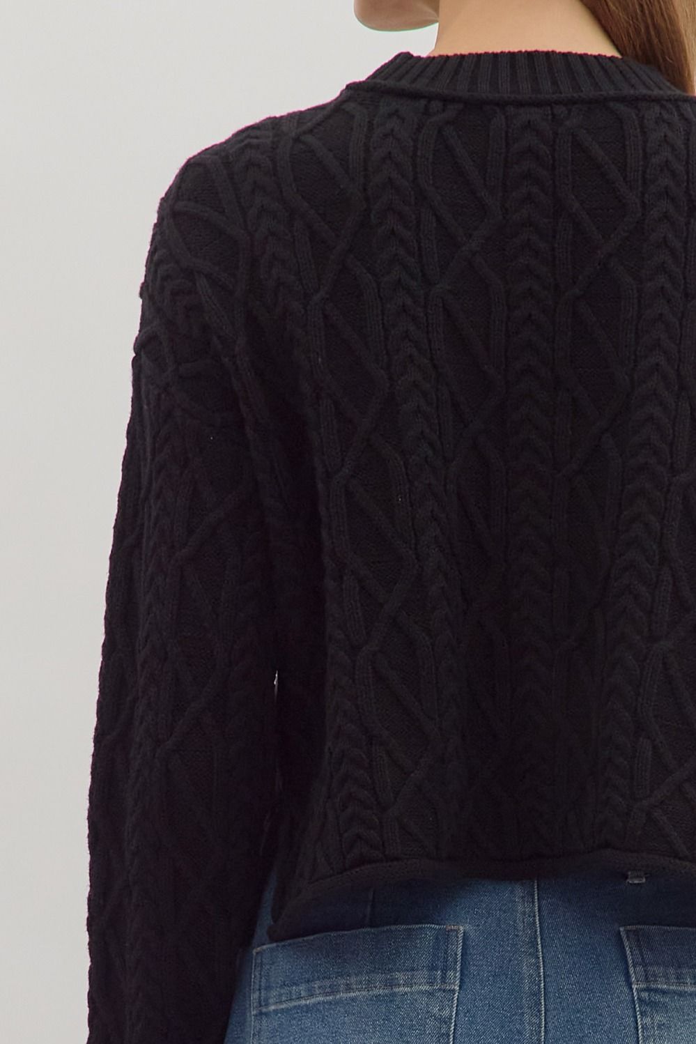 Quilted in Luxury- Long Sleeve Cable Knit Top