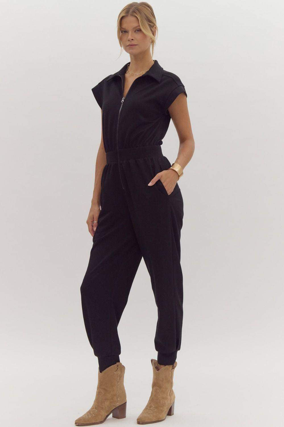 Sleeveless Drop Shoulder Jumpsuit