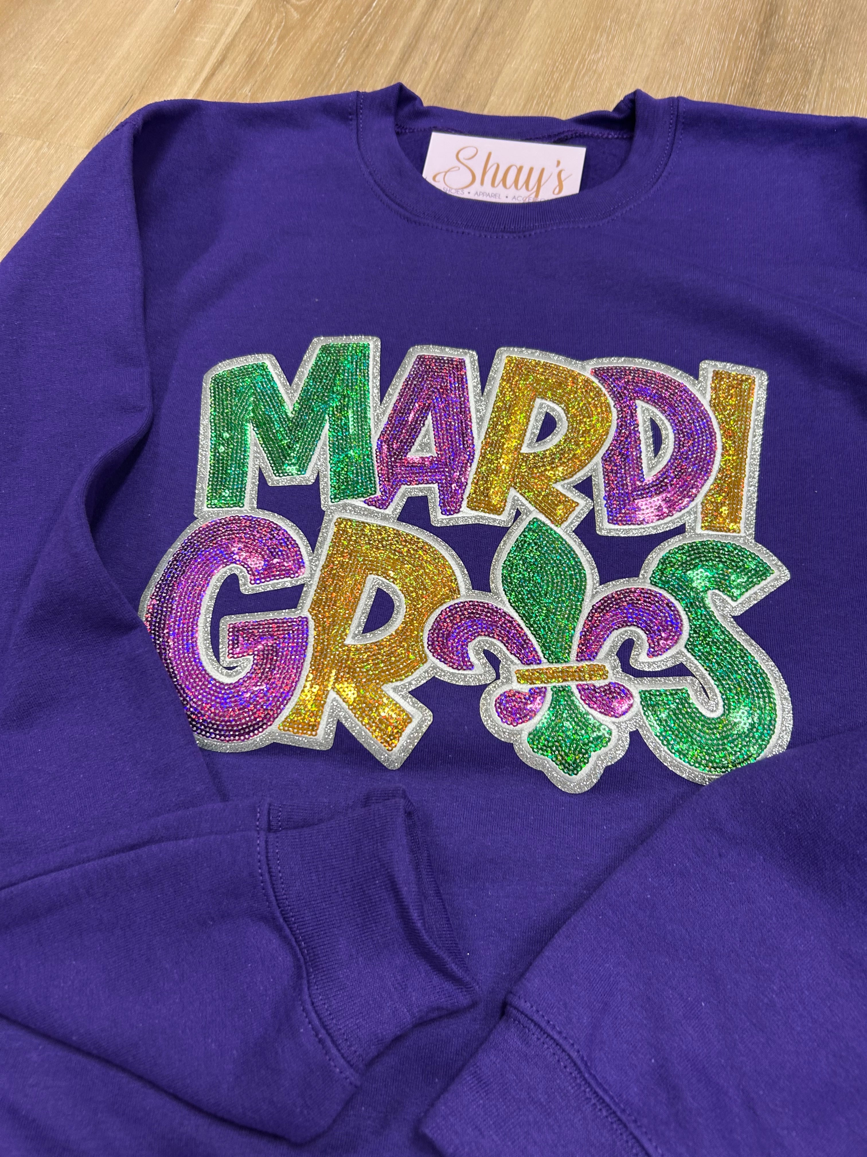 Mardi Gras Sequin Appliqué Sweatshirt
