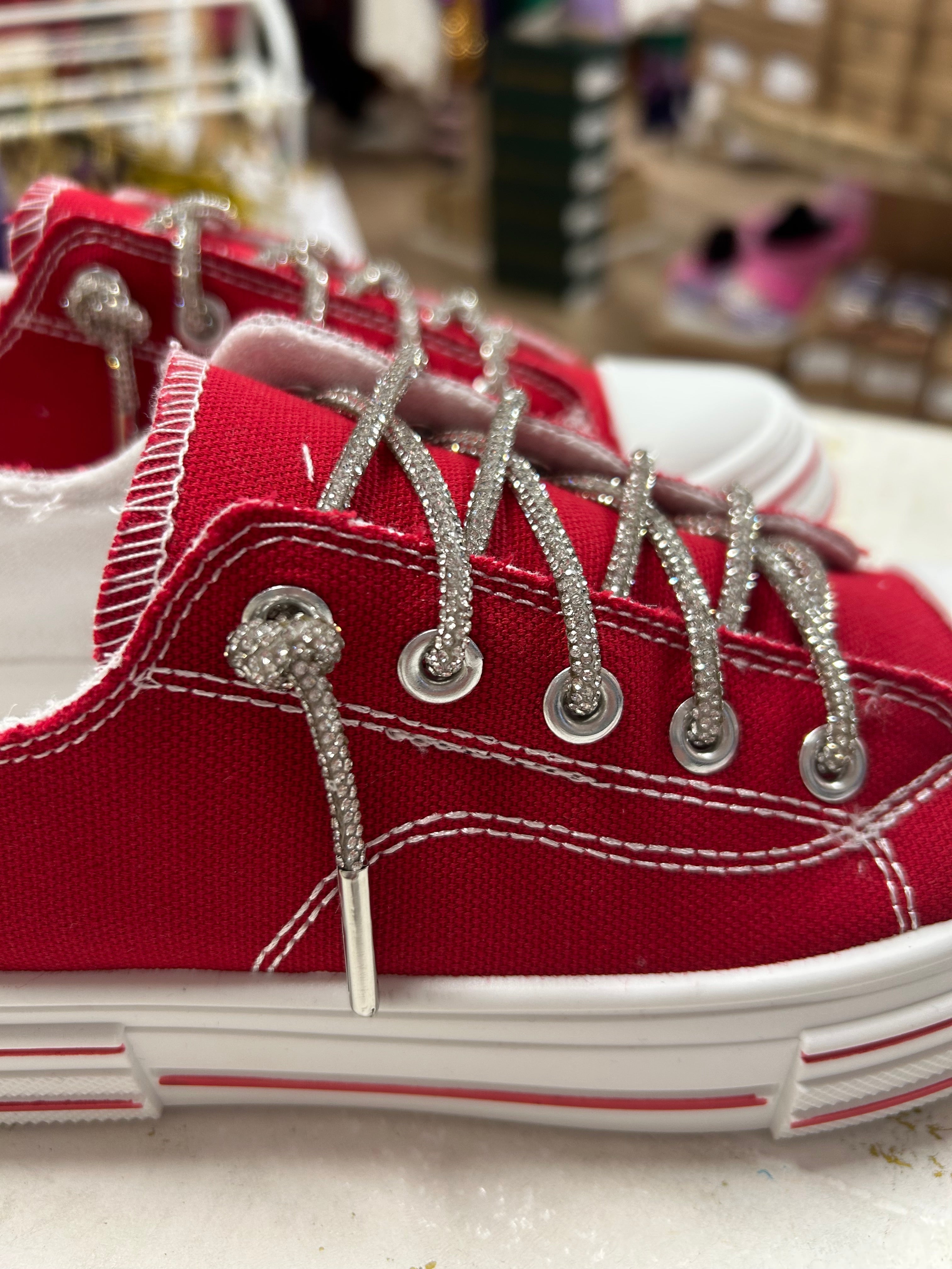 Aman Rhinestone Lace up Tennis