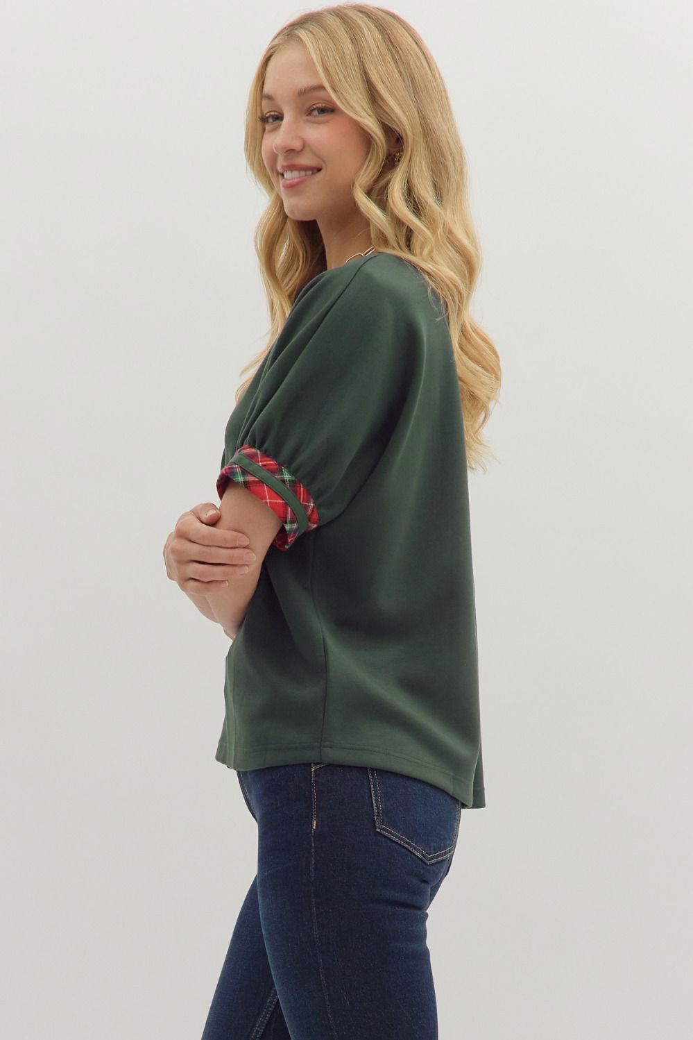 Trimmed In Plaid Top