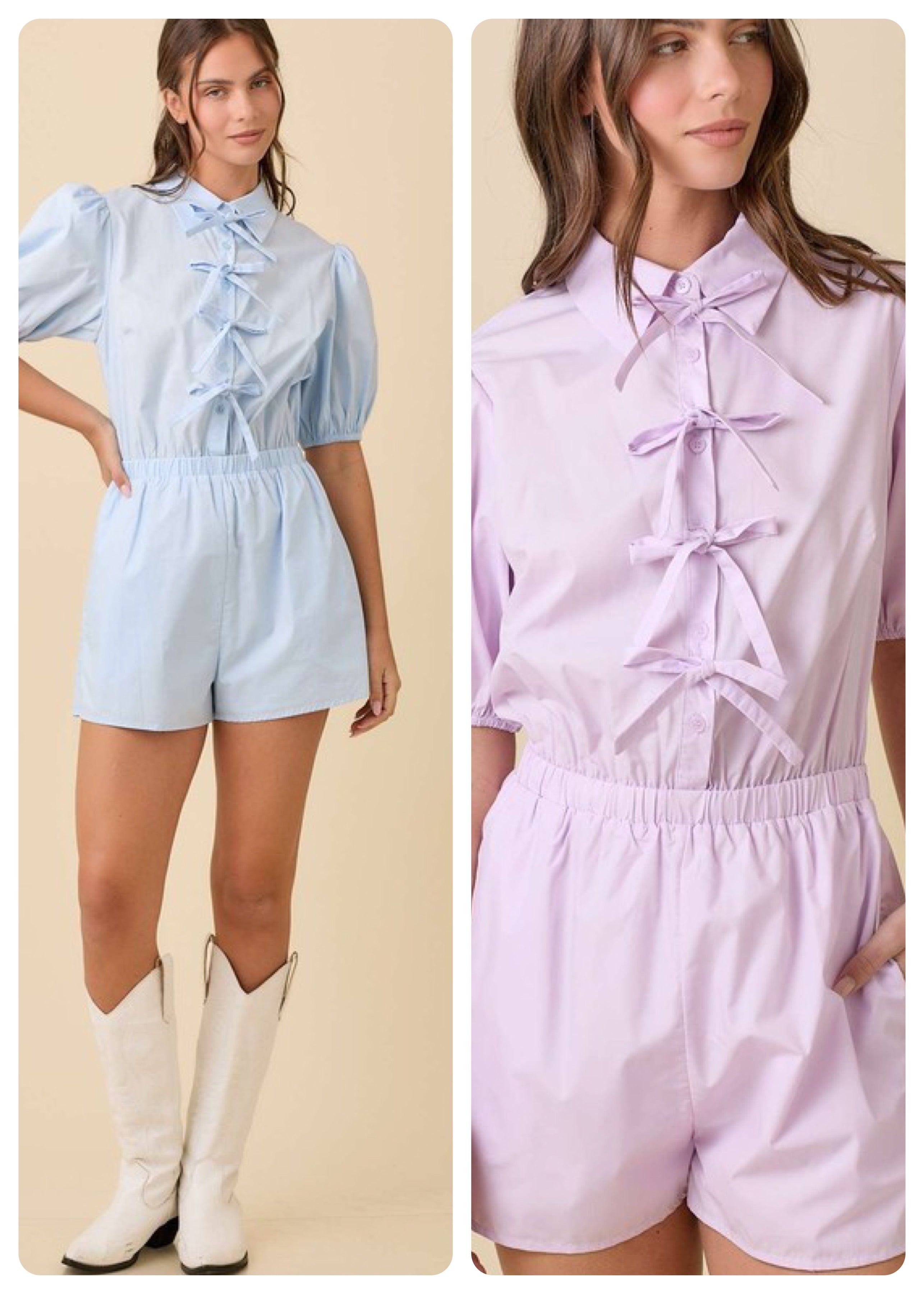 On A Cloud Bow Detail Romper