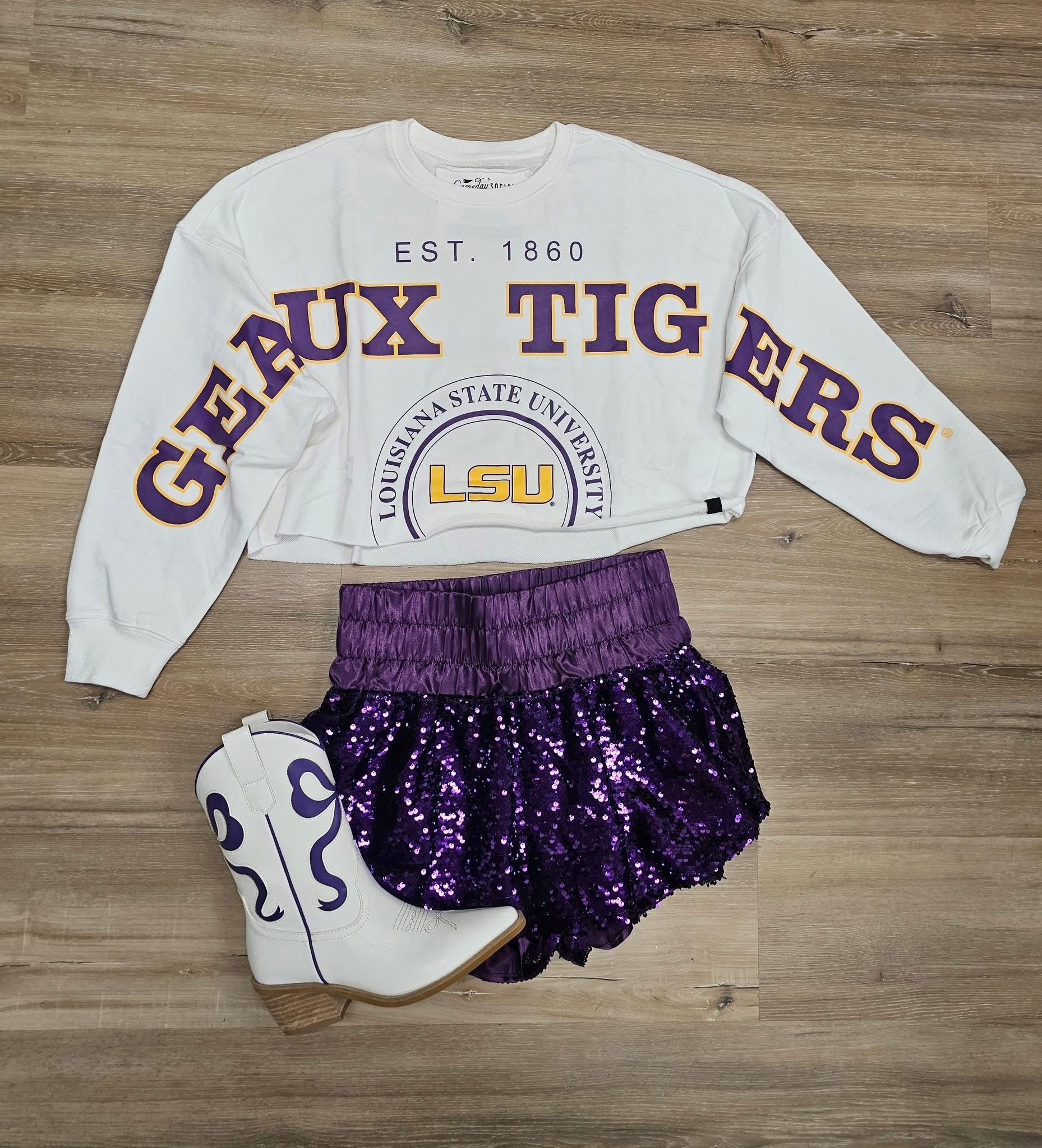 Geaux Tigers Cropped Long Sleeve