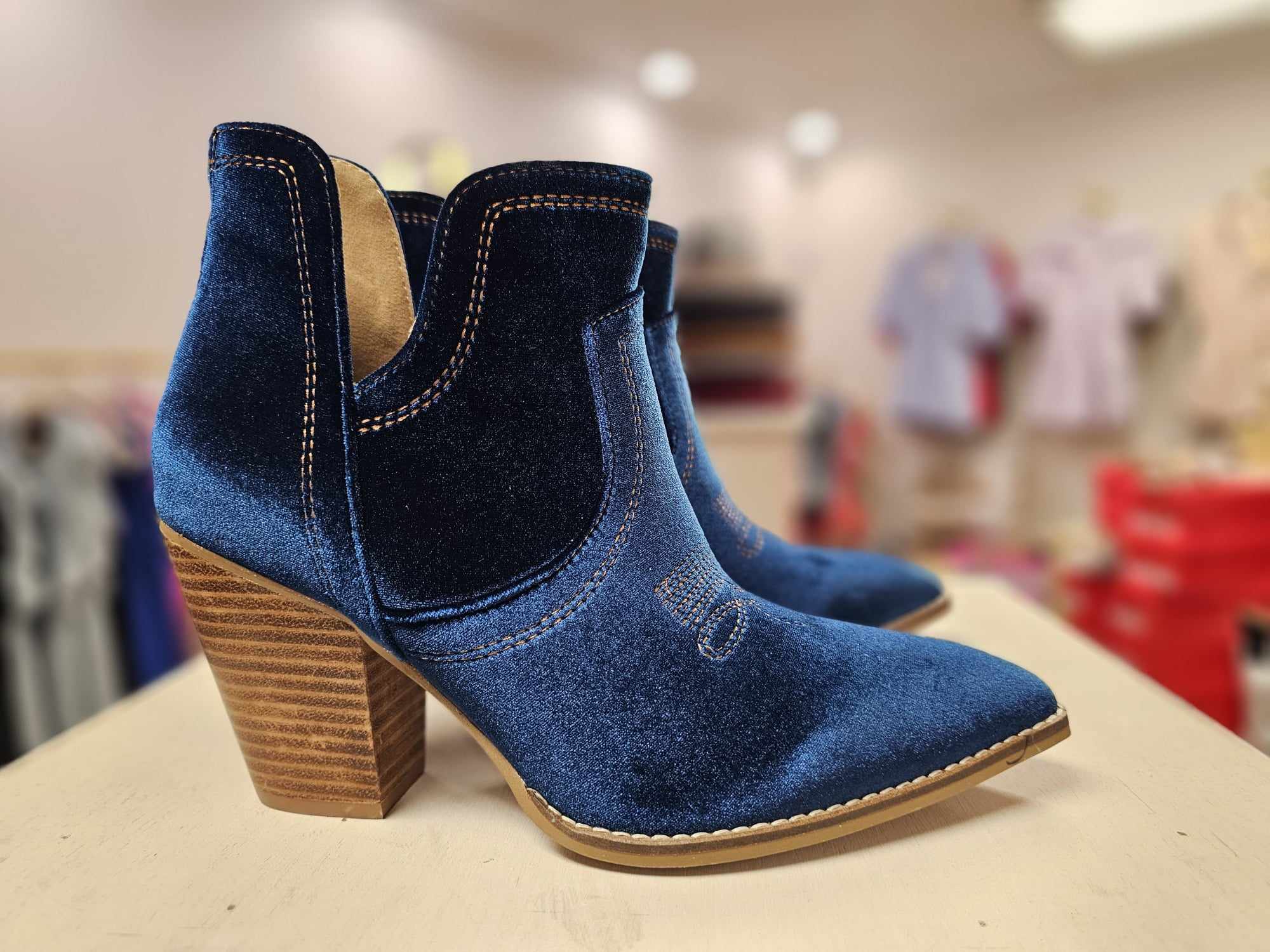 SMOKE SHOW - TEAL VELVET BOOTIE