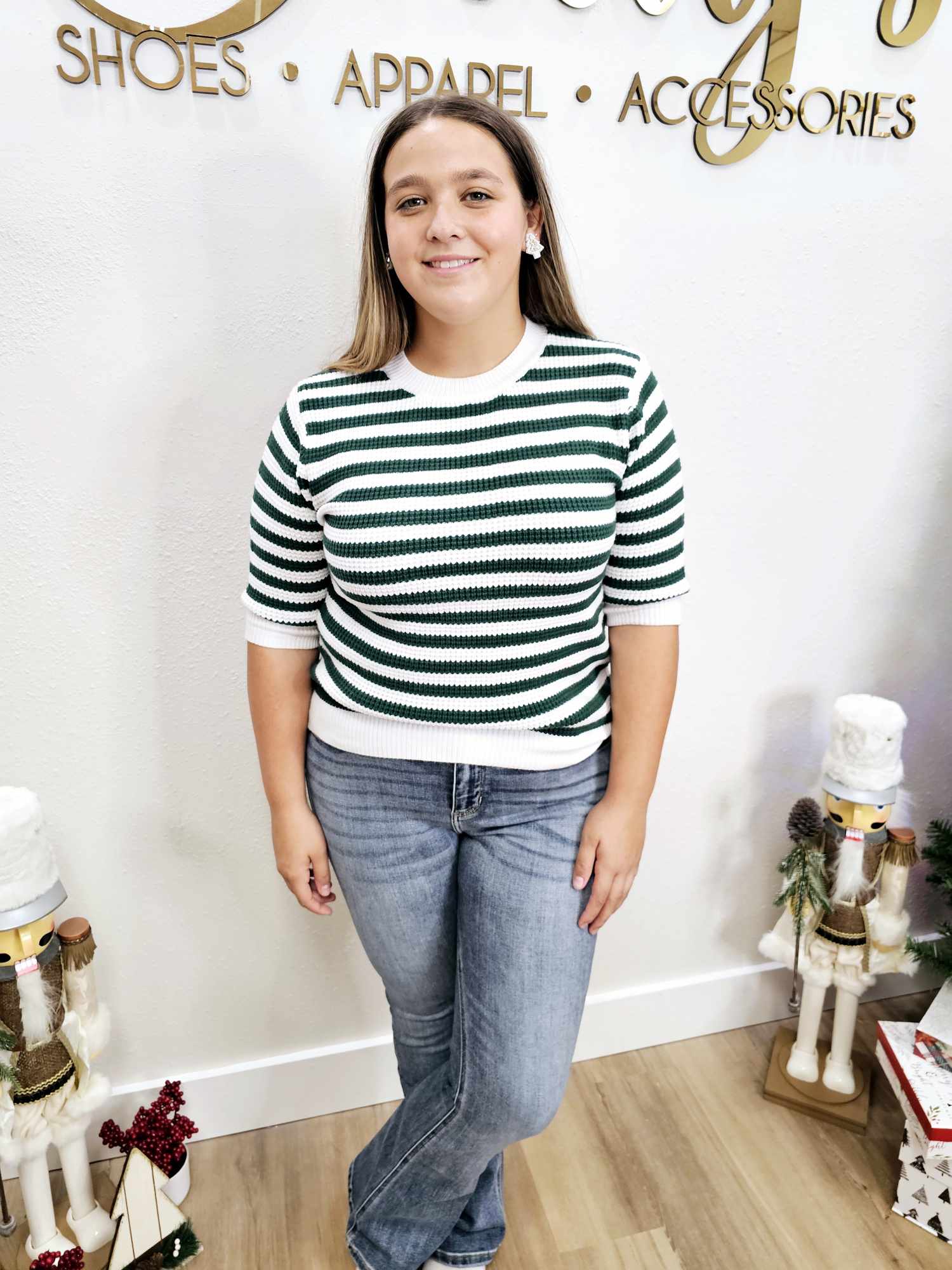 Striped Like That-  Short Sleeve Sweater Knit Stripe Top