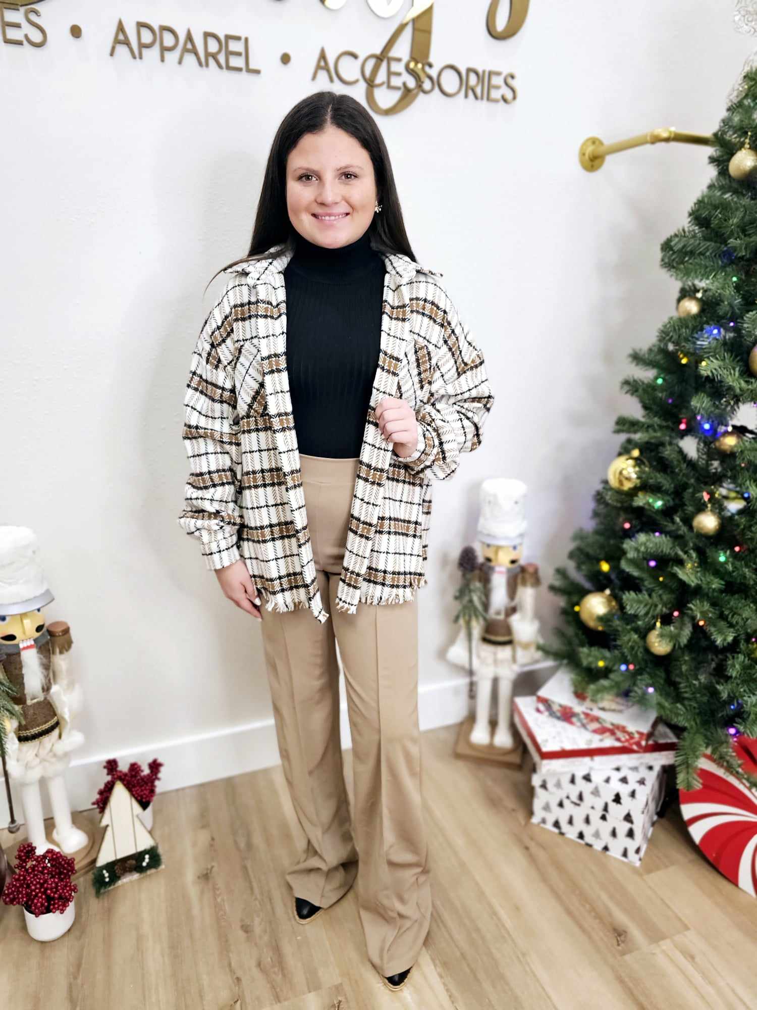 Long Sleeve Plaid Woven Shacket