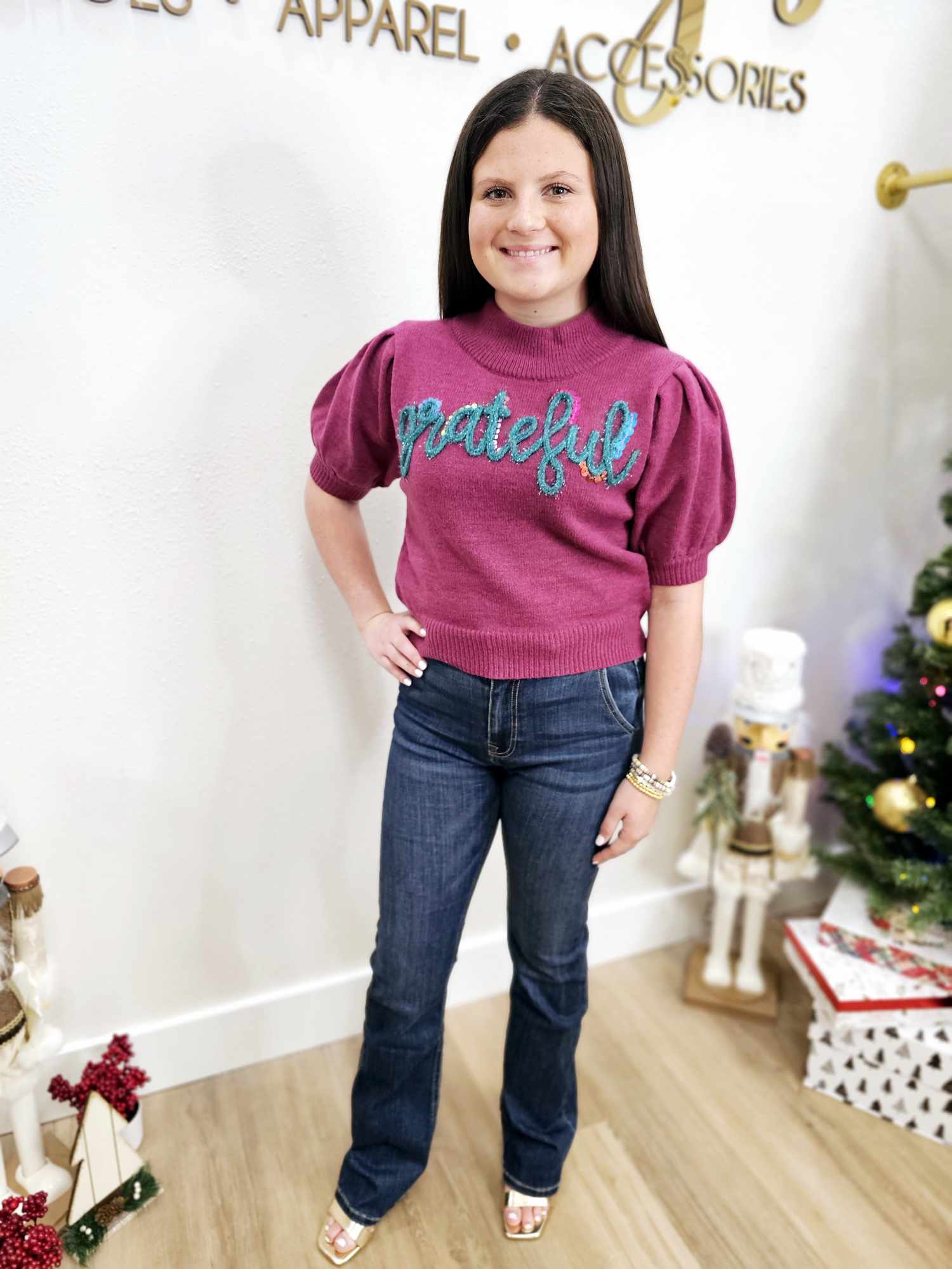 Grateful Puff Sleeve Sweater