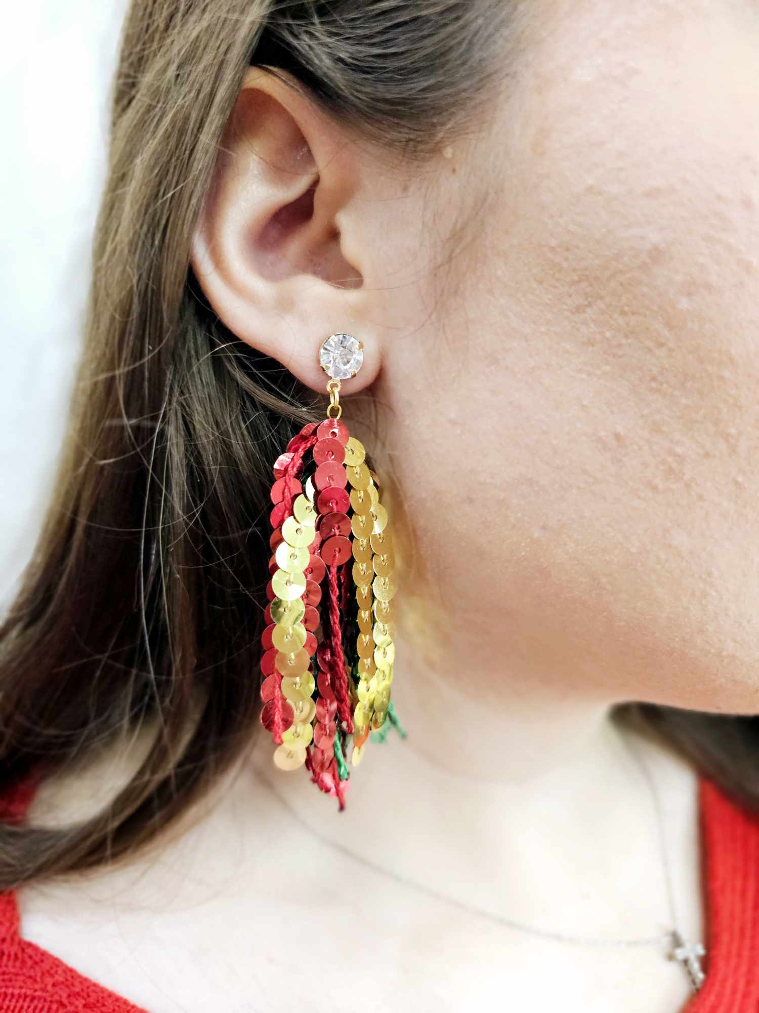 Taylor Shaye- Christmas Sequin Tassel Earrings