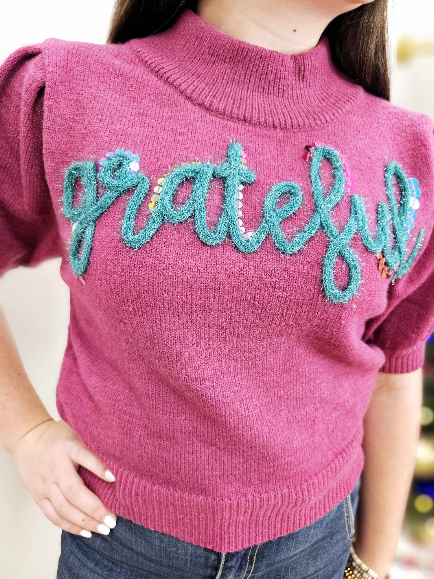 Grateful Puff Sleeve Sweater