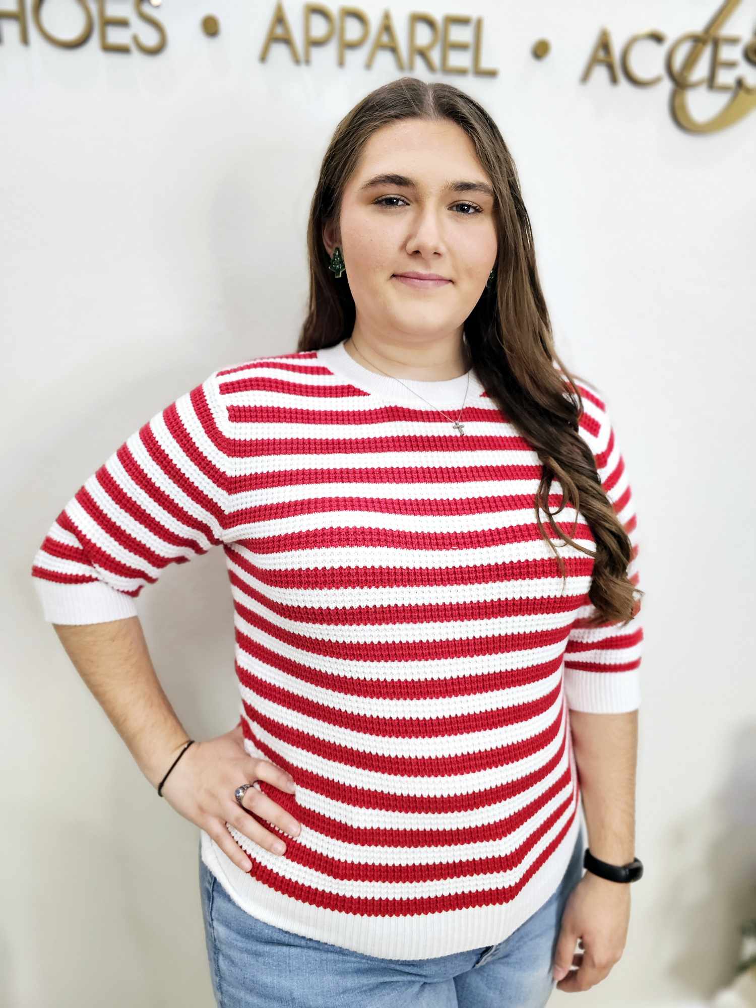 Striped Like That-  Short Sleeve Sweater Knit Stripe Top