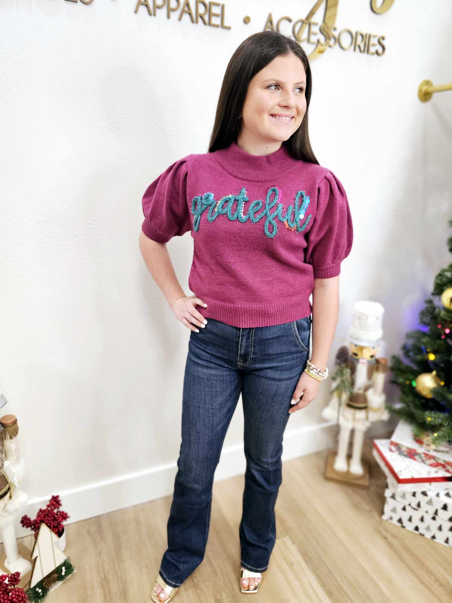 Grateful Puff Sleeve Sweater