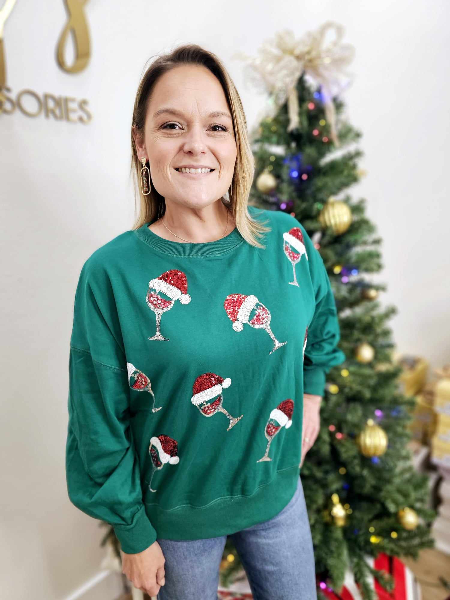 Drink Wine and Be Merry- Sequin Top