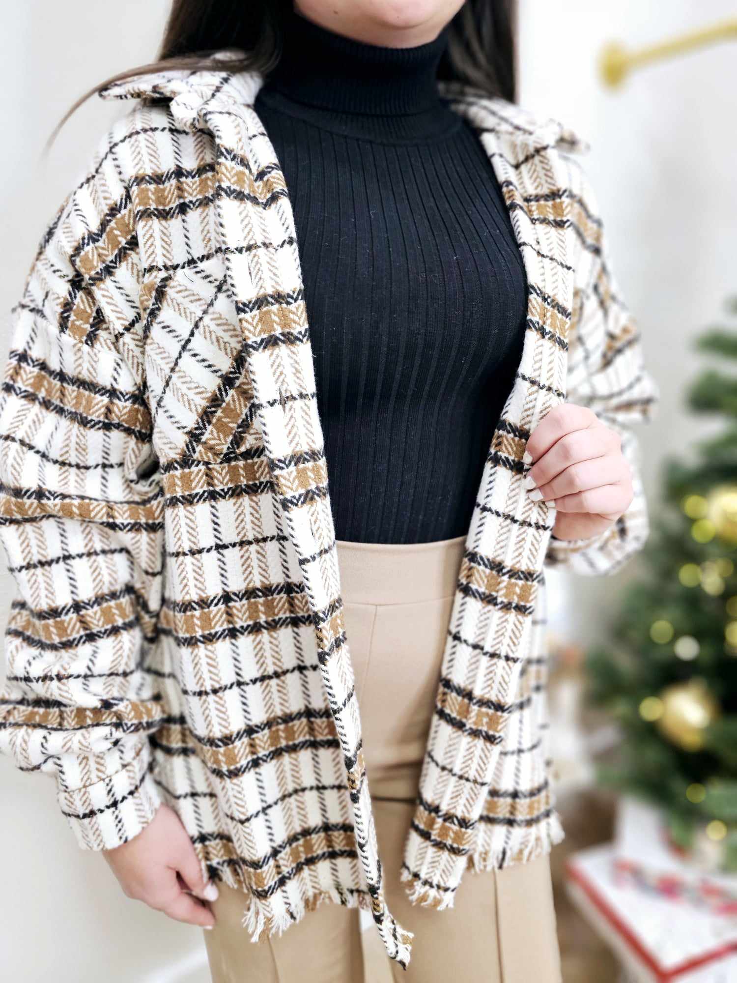 Long Sleeve Plaid Woven Shacket