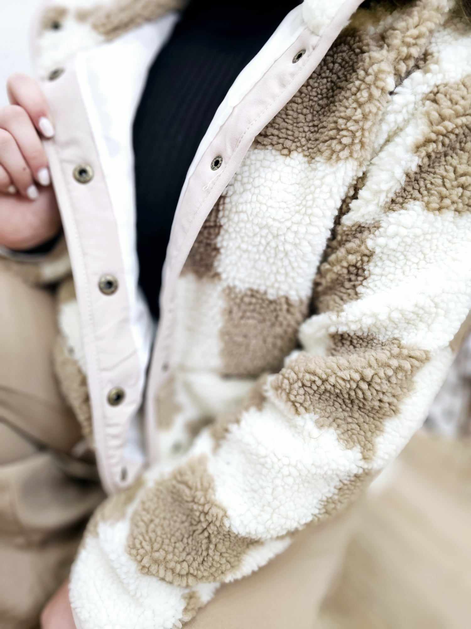 Grid Printed Corduroy Shacket