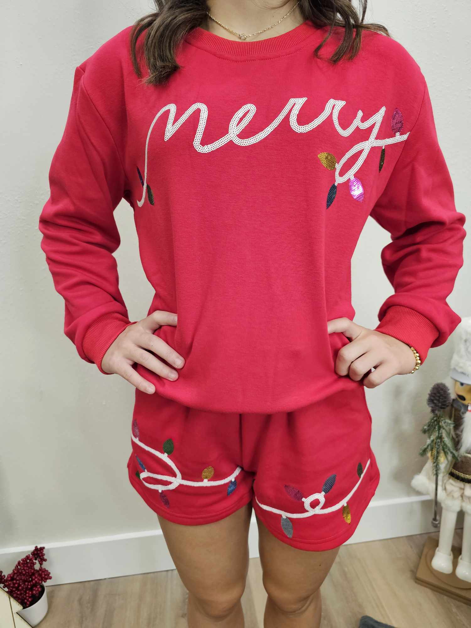 Sequin Christmas Light Shorts