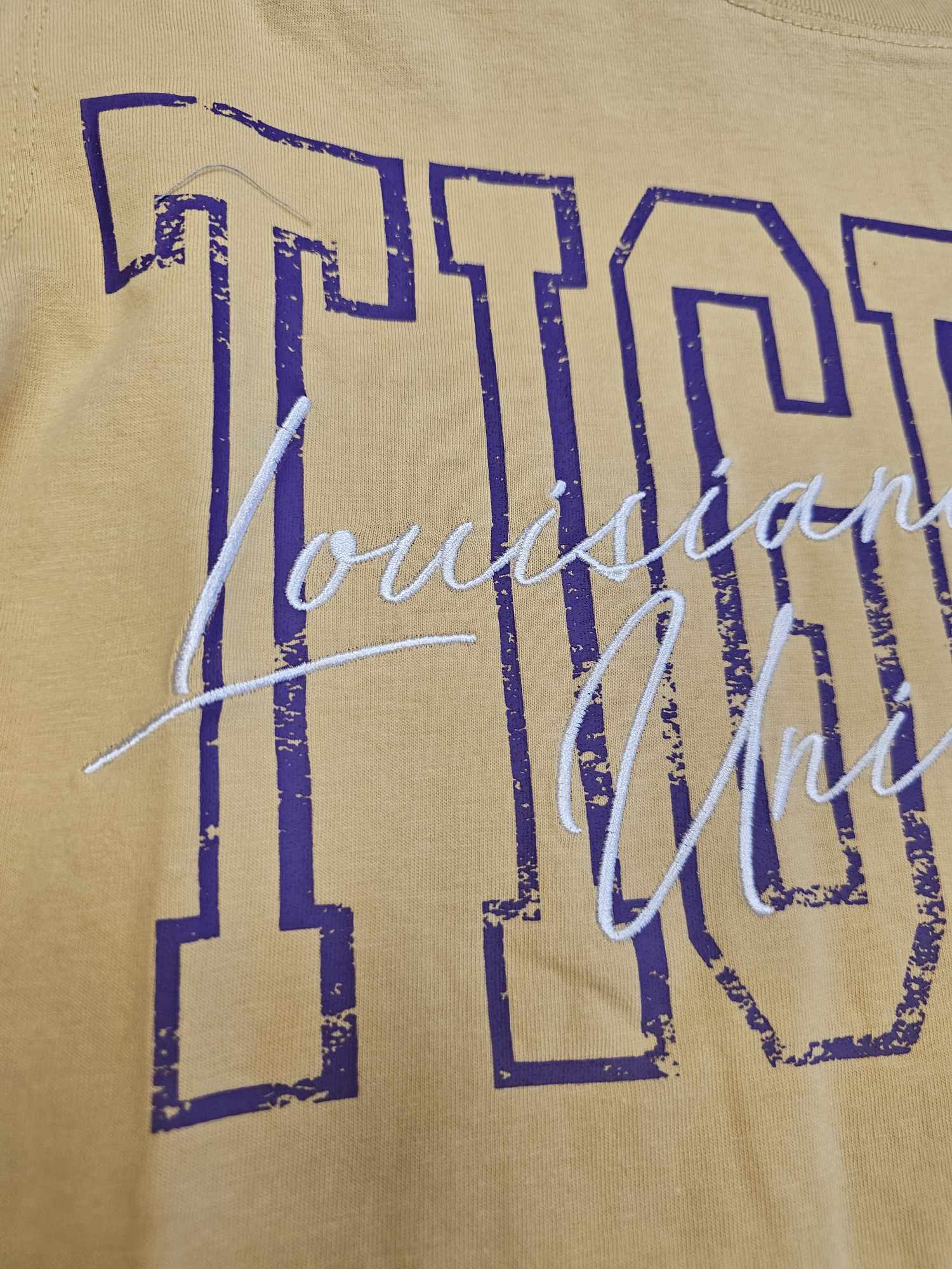 LSU- Owen Outline Embroidered Crop Tee