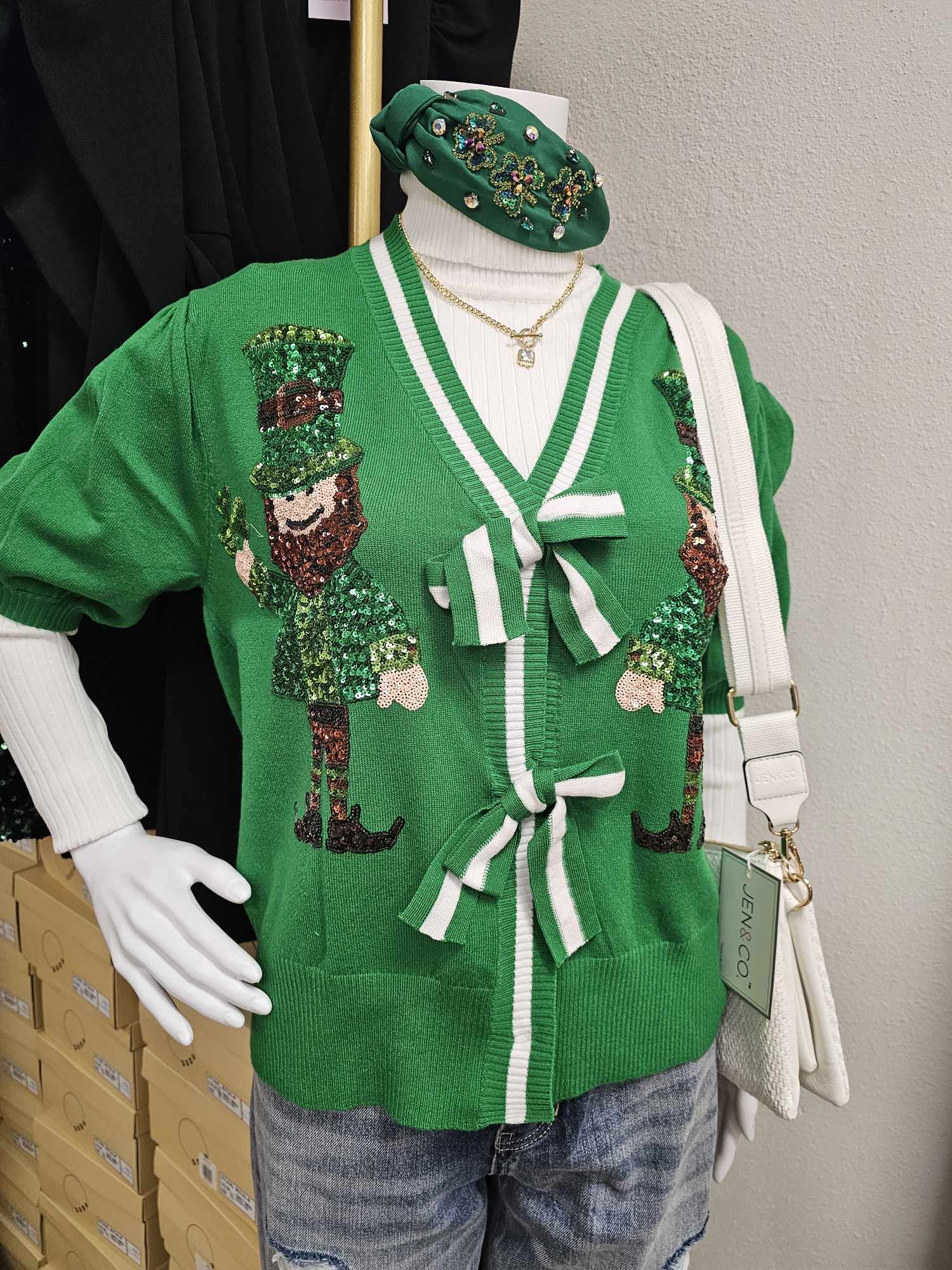 Leprechaun Short Sleeve Knit Cardigan
